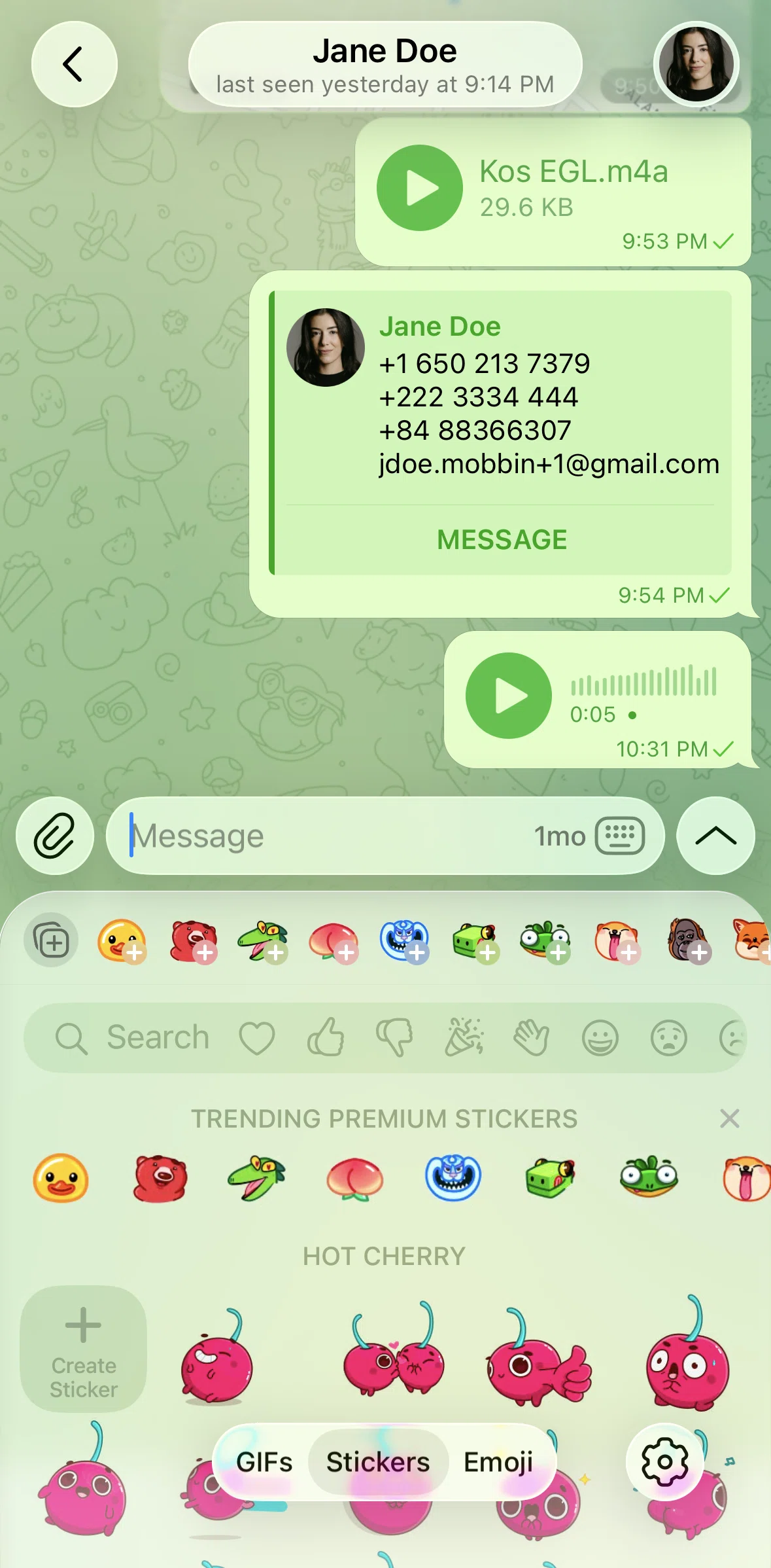 Telegram Screen screen in the Creating a sticker flow