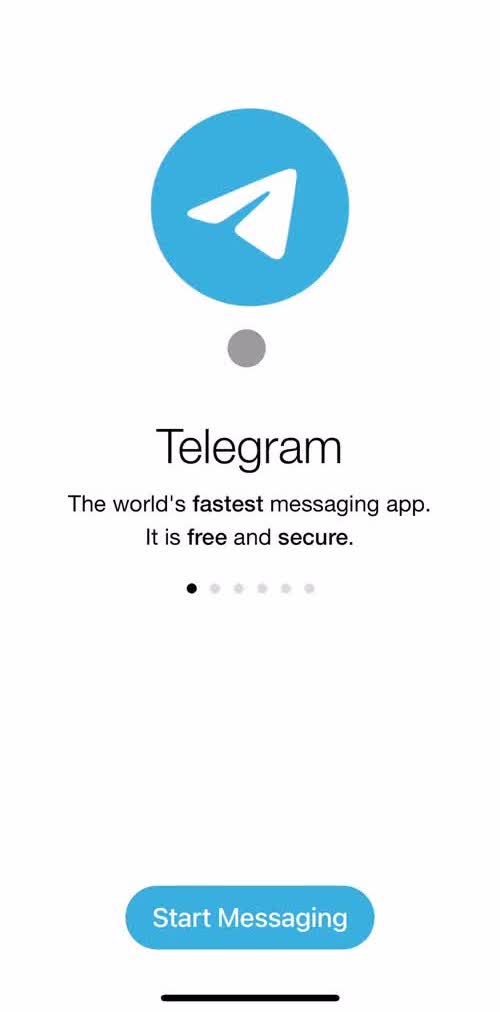 Telegram Welcome slides screen in the Onboarding flow