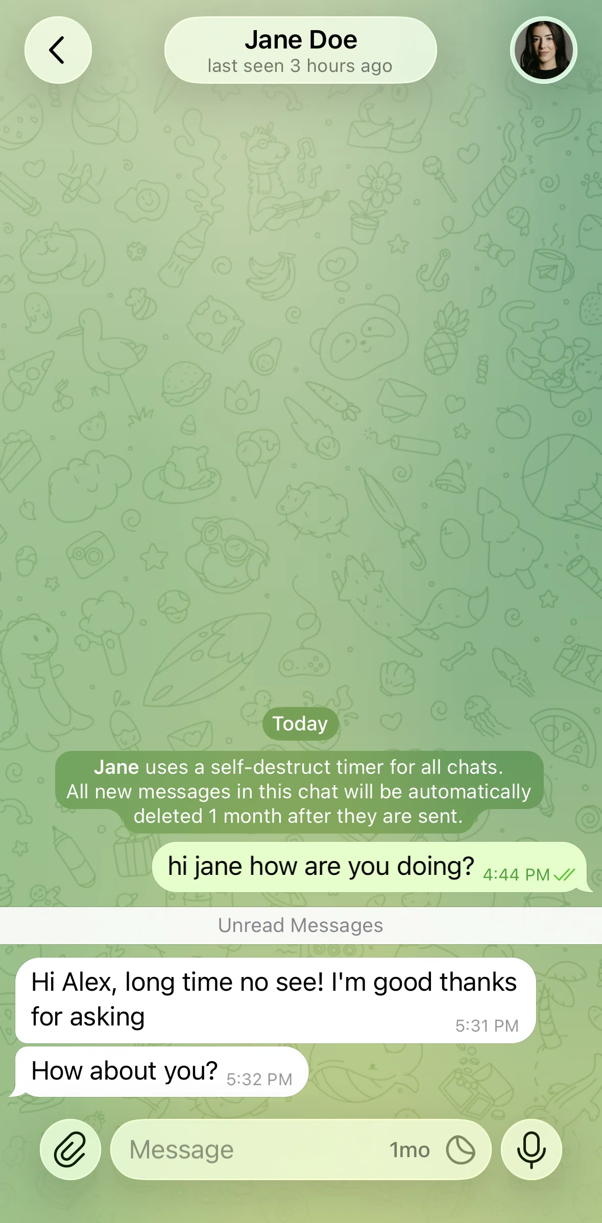Telegram Screen screen in the Sending a sticker flow