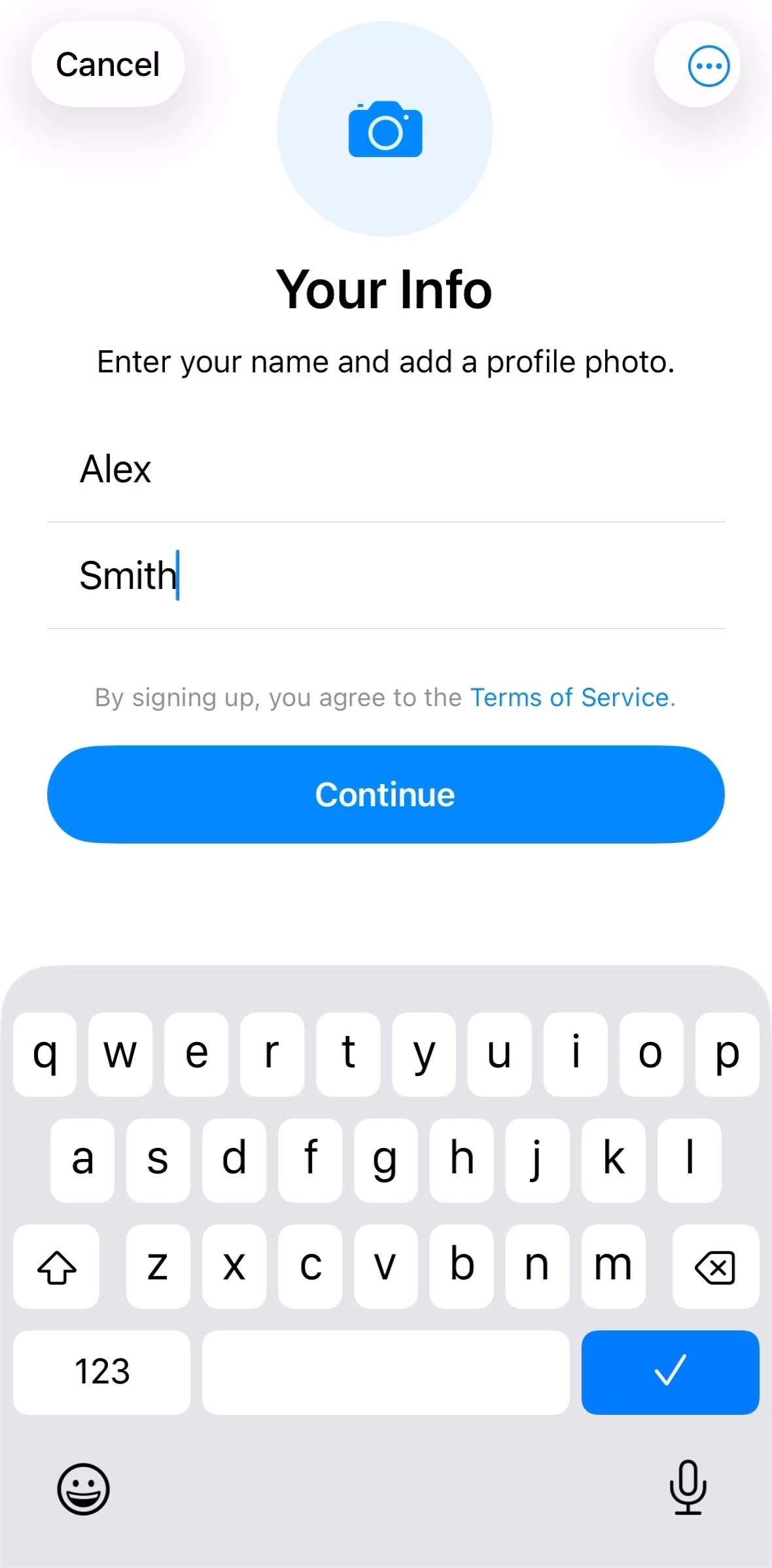 Telegram Screen screen in the Uploading a profile picture flow