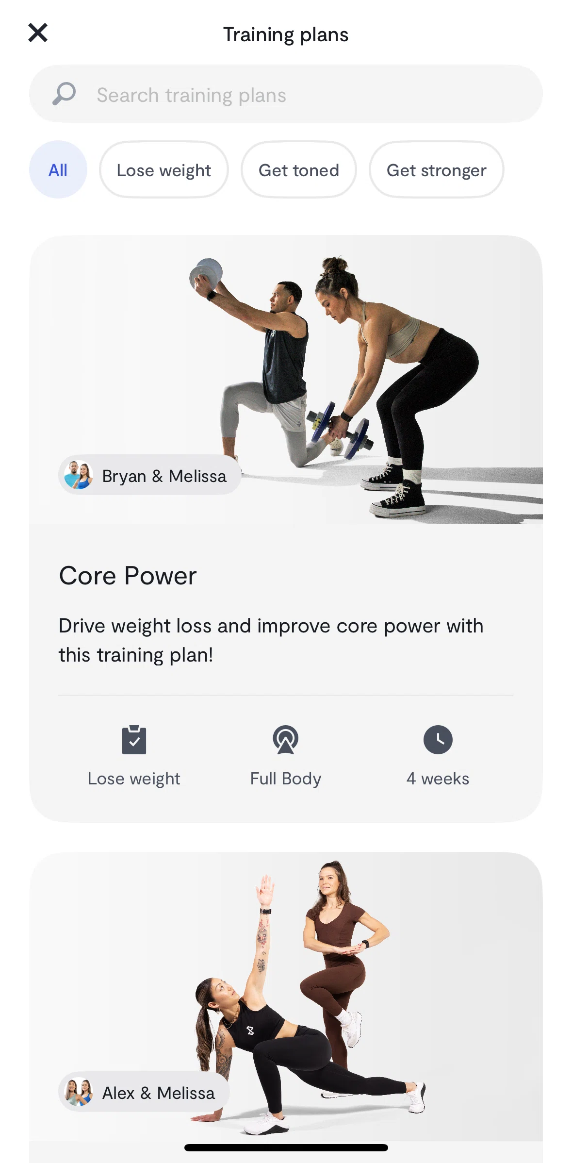 Tempo Screen screen in the Starting a training plan flow