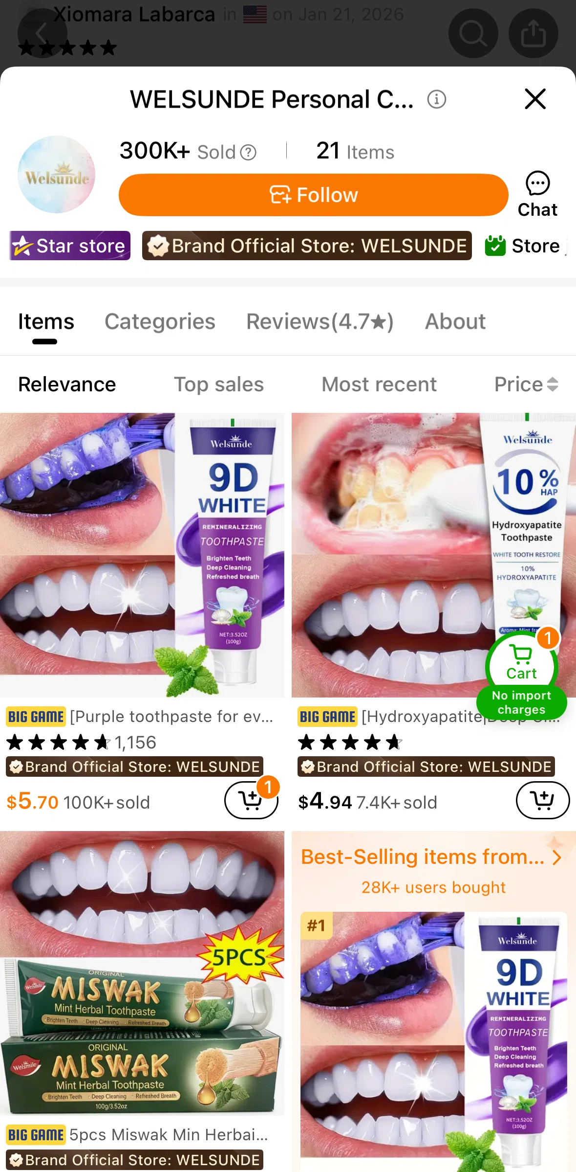 Temu Screen screen in the Store categories flow