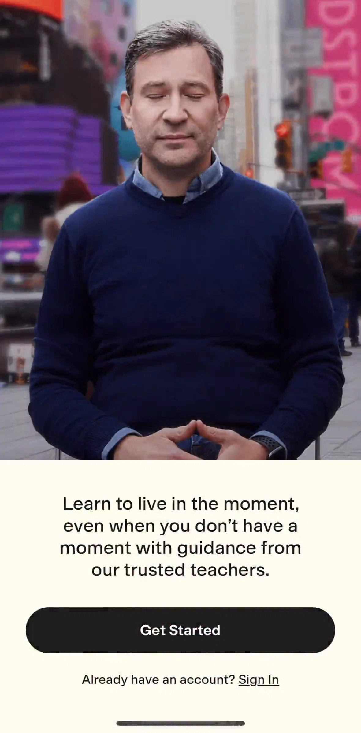 Ten Percent Happier Screen screen in the Logging in flow