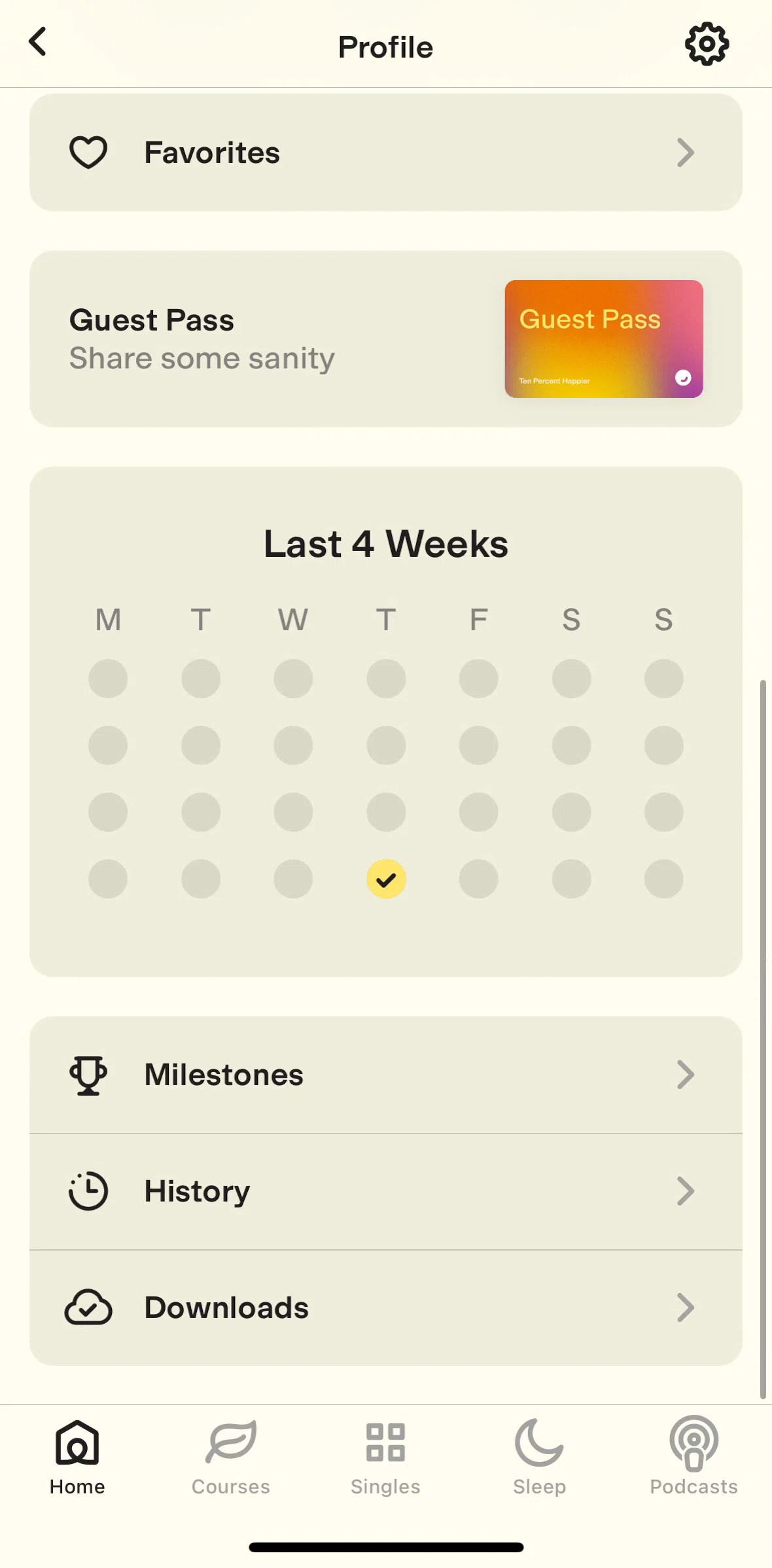 Ten Percent Happier Screen screen in the Milestones flow