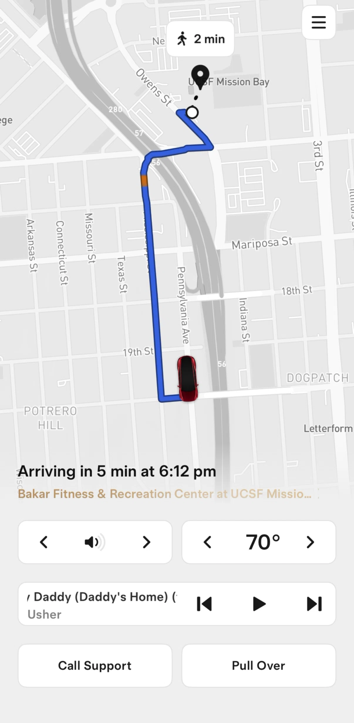 Tesla Robotaxi Screen screen in the Changing car temperature flow