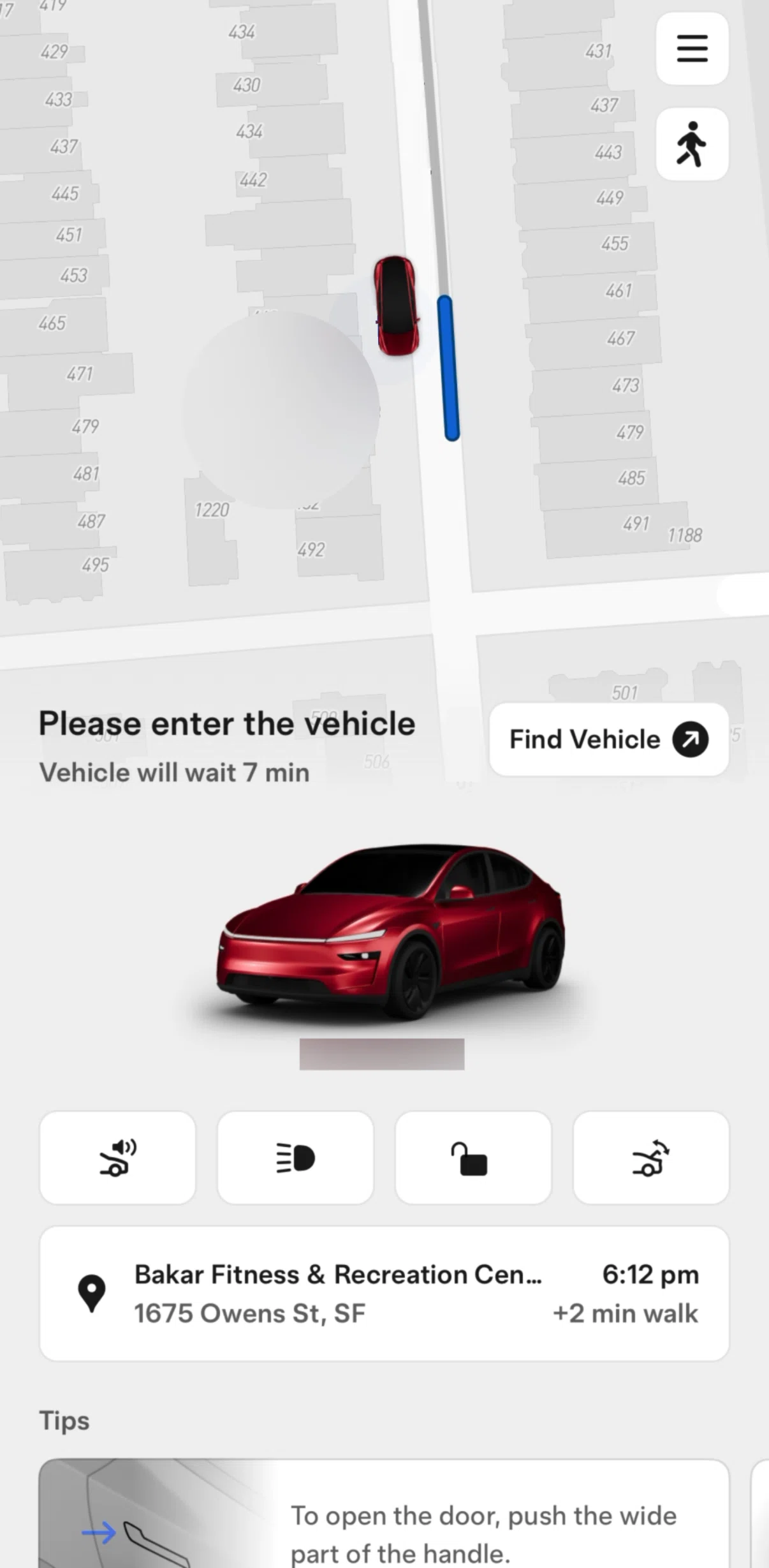 Tesla Robotaxi Screen screen in the Completing a ride flow