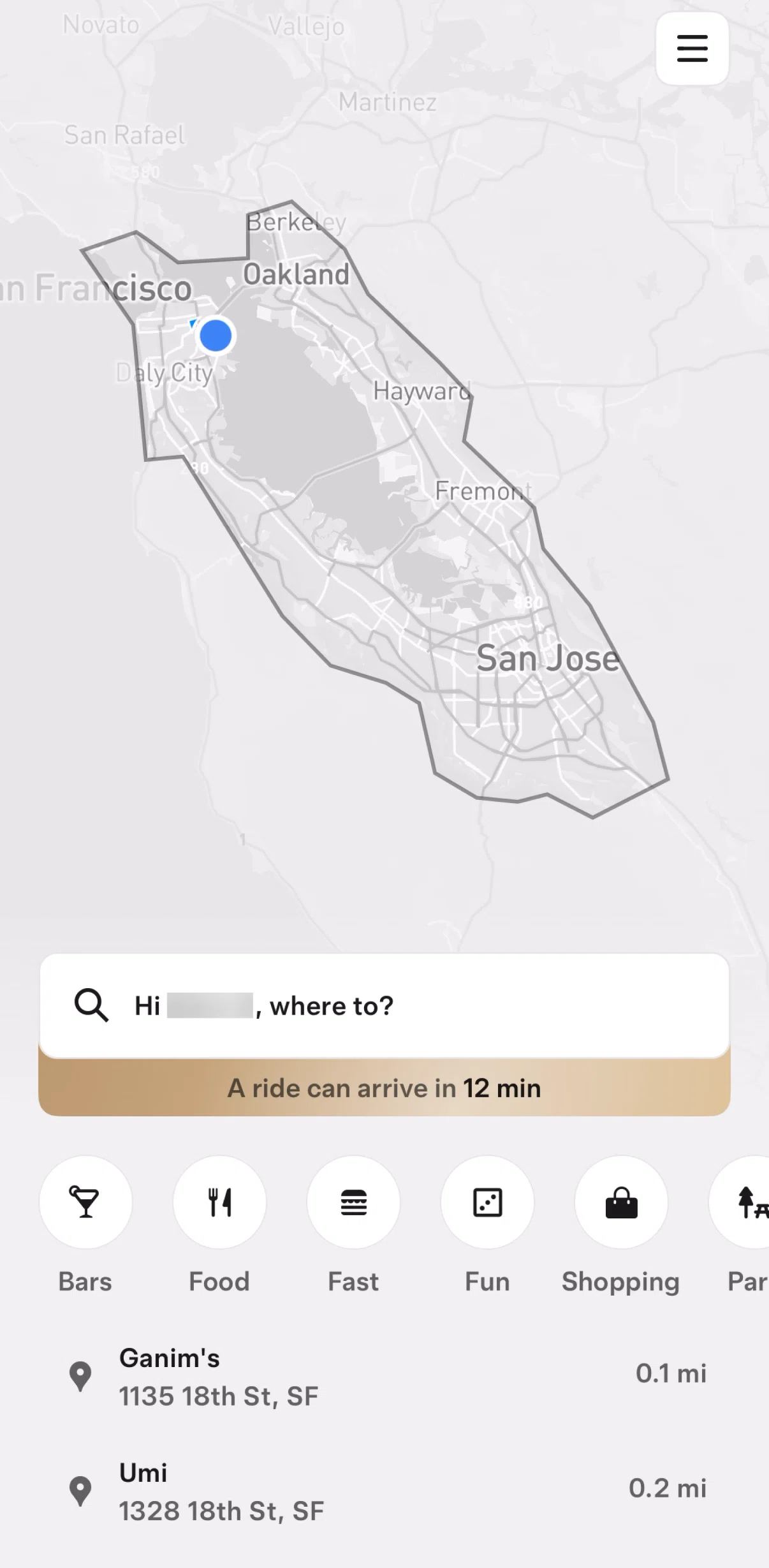 Tesla Robotaxi Screen screen in the Searching a destination flow
