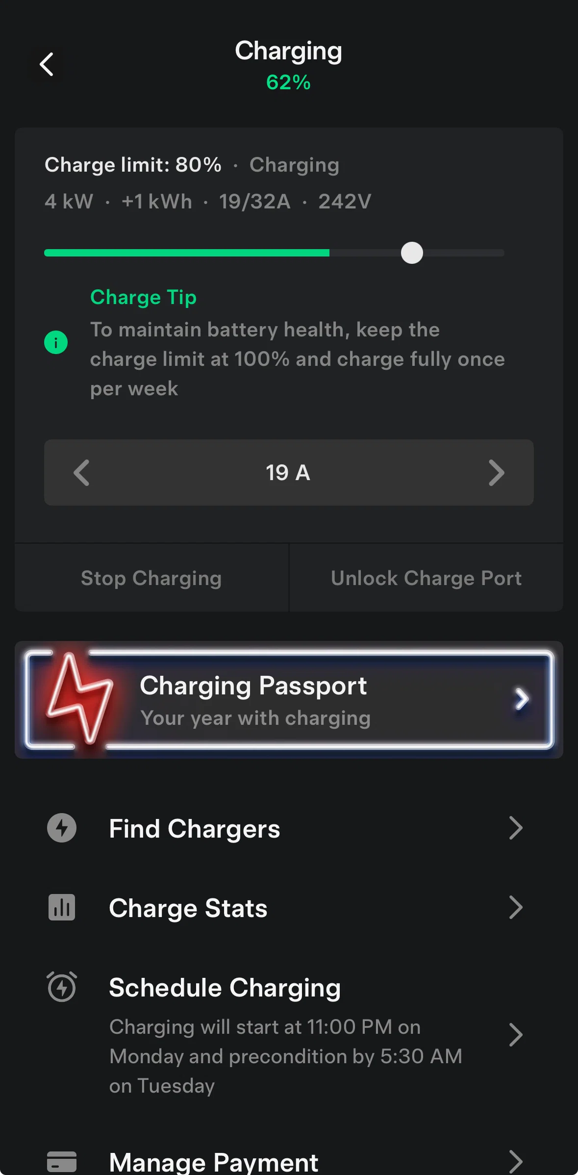 Tesla Screen screen in the Charge stats flow