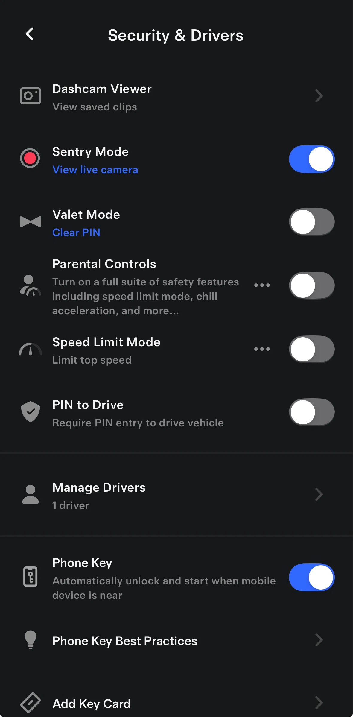 Tesla Screen screen in the Live camera flow