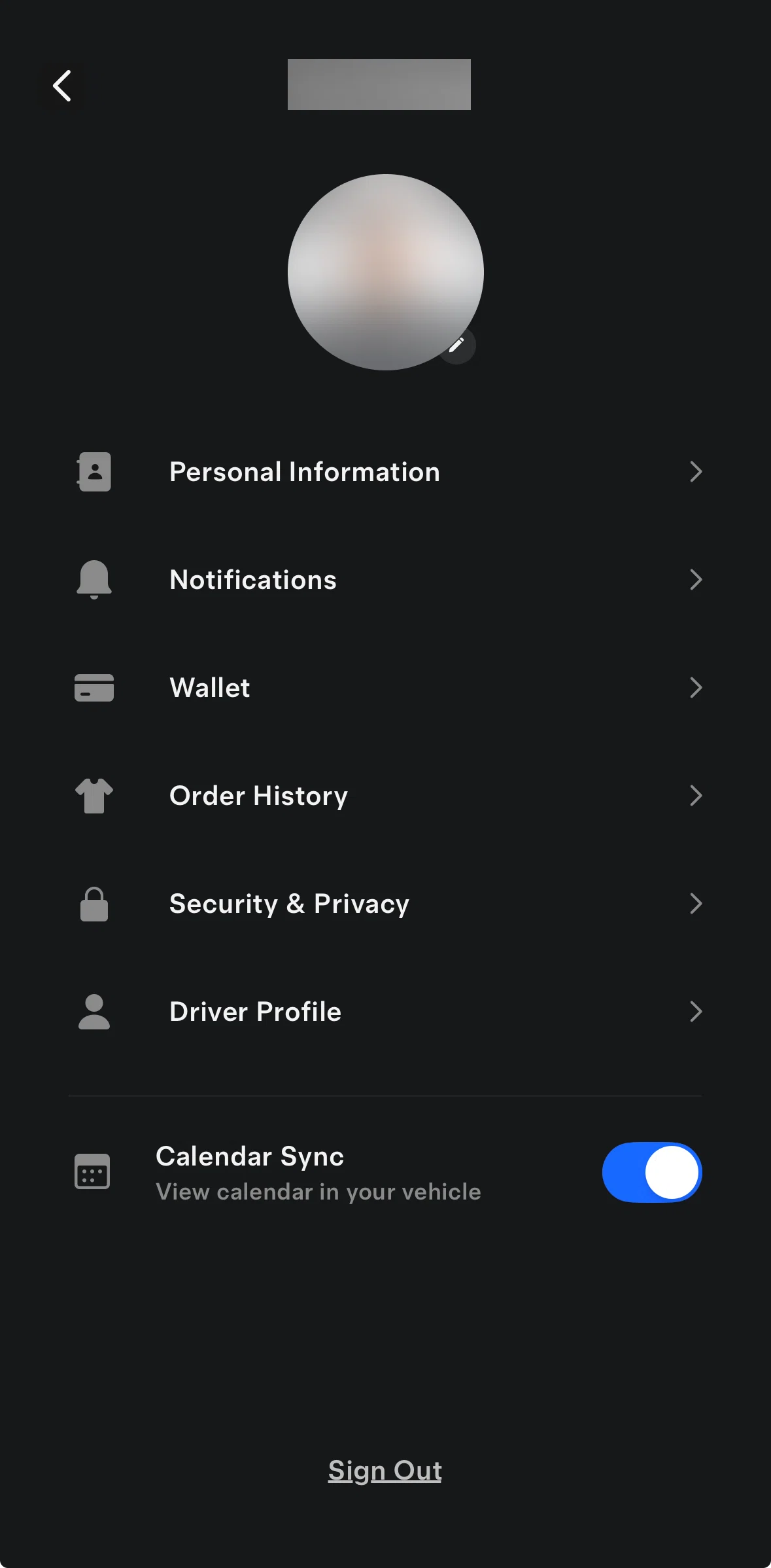 Tesla Screen screen in the Sign in management flow
