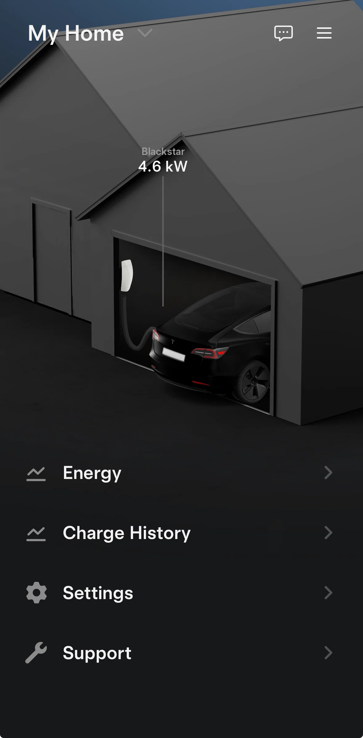 Tesla Screen screen in the Support flow