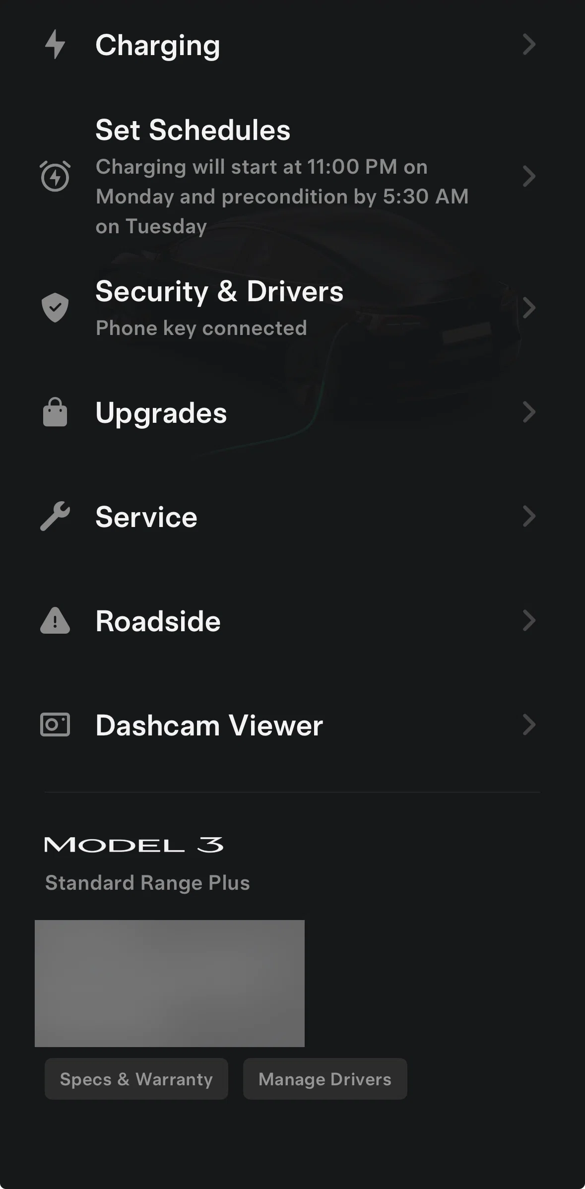 Tesla Screen screen in the Upgrades flow
