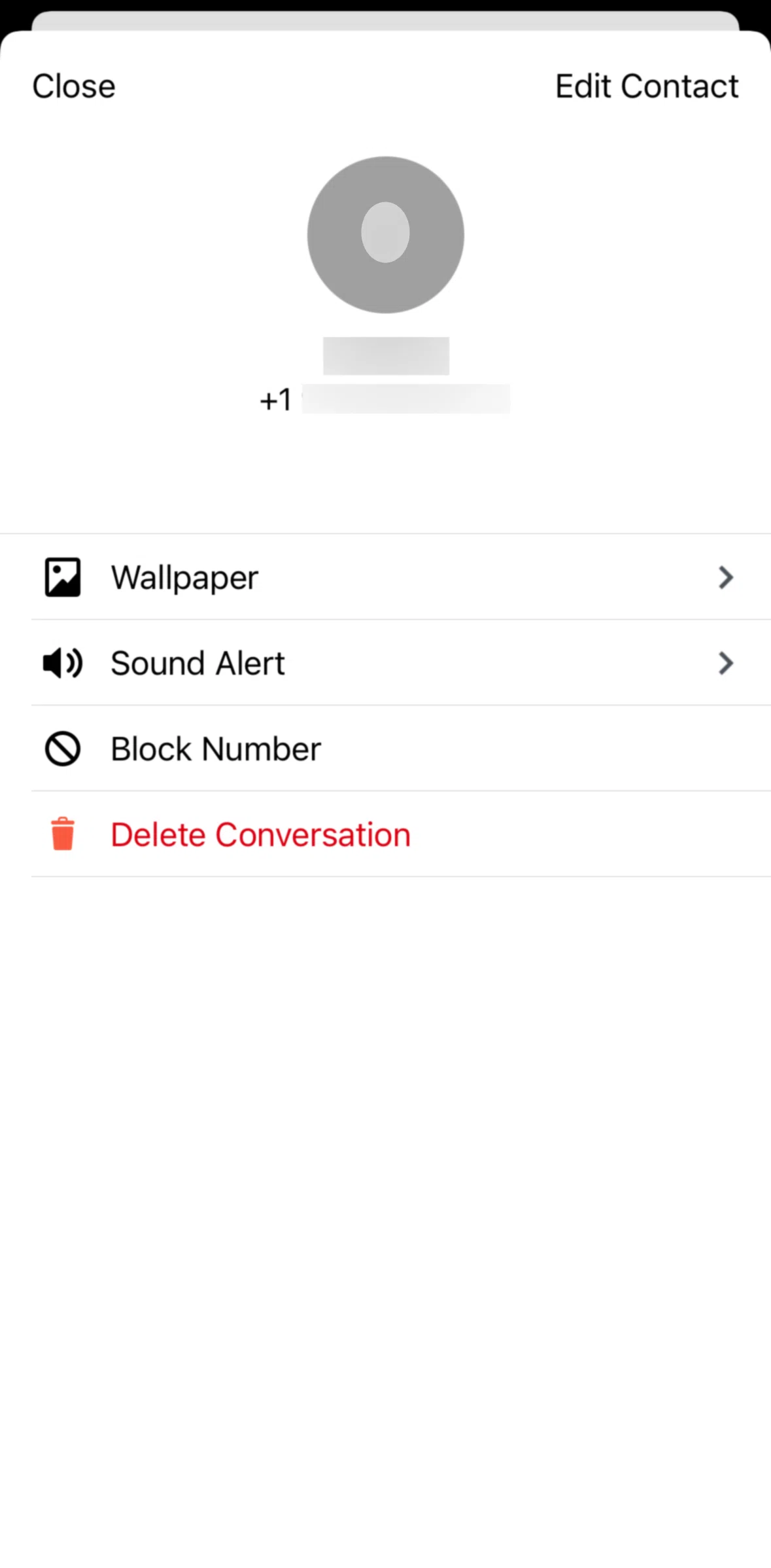 TextNow Screen screen in the Deleting a conversation flow