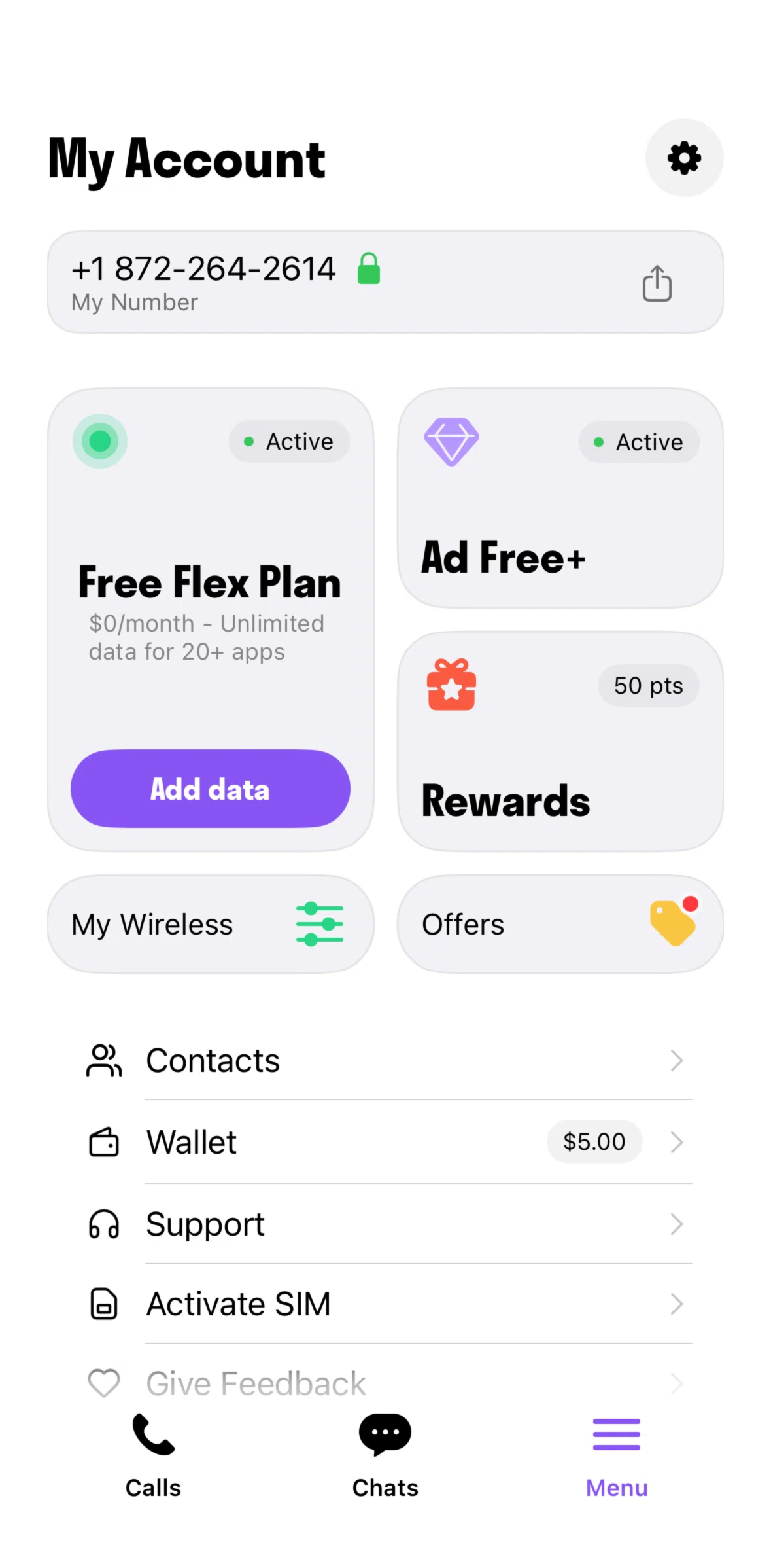 TextNow Screen screen in the Support flow