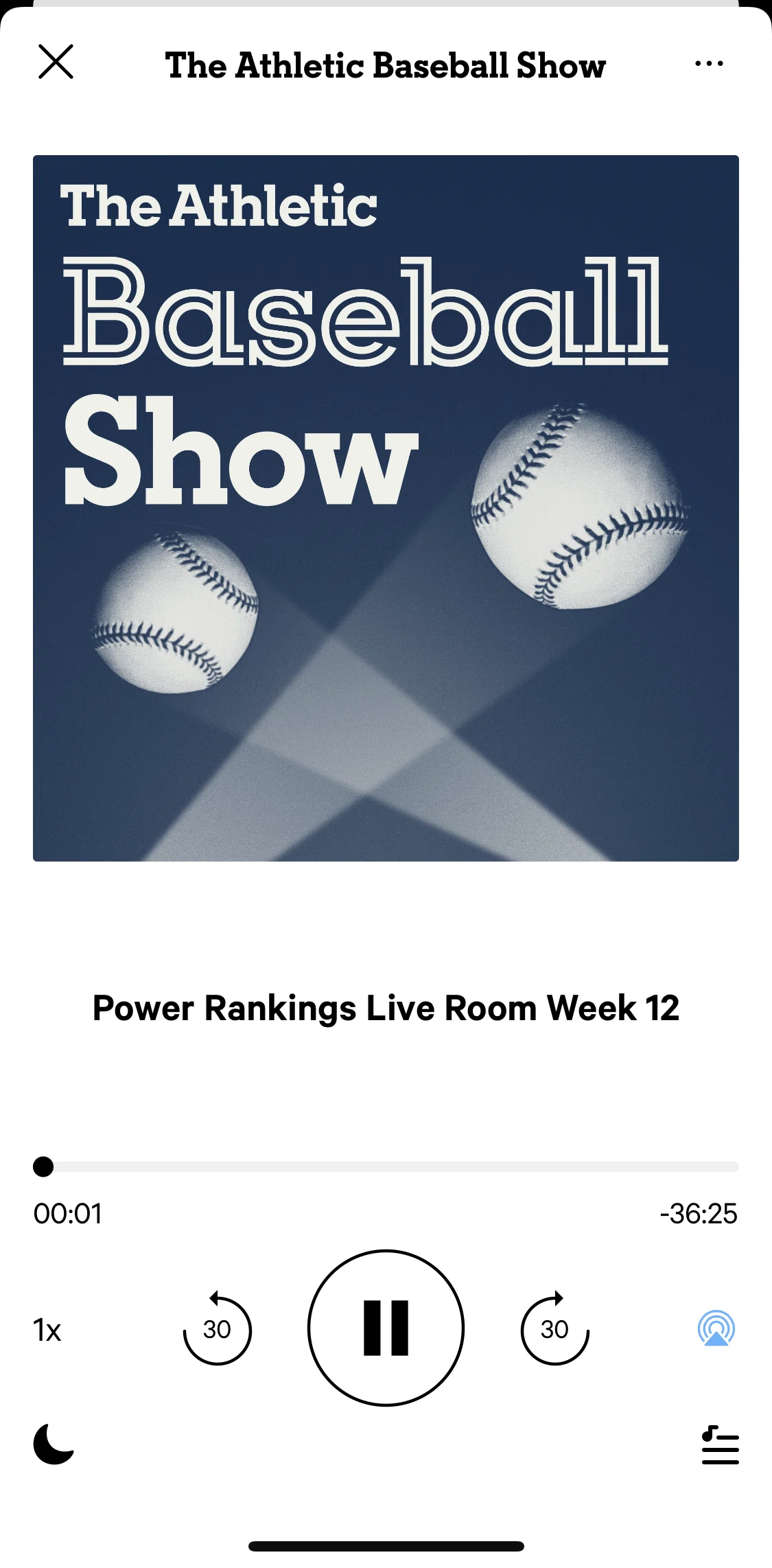 The Athletic Screen screen in the Setting sleep timer flow