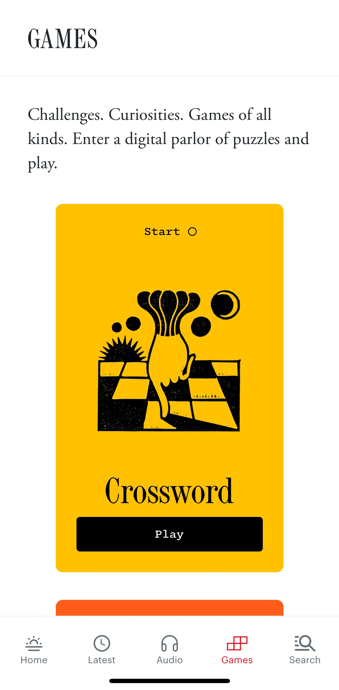 The Atlantic Magazine Screen screen in the Completing a crossword flow