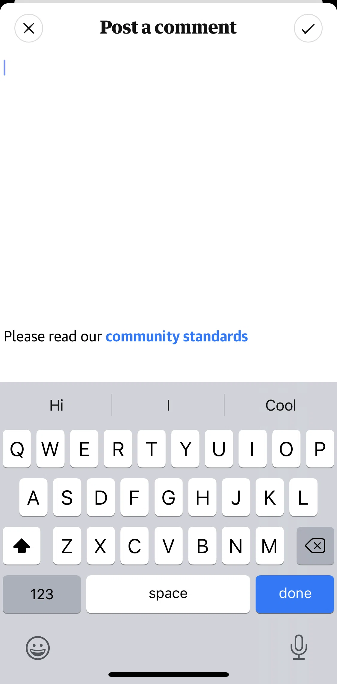 The Guardian Screen screen in the Community standards flow