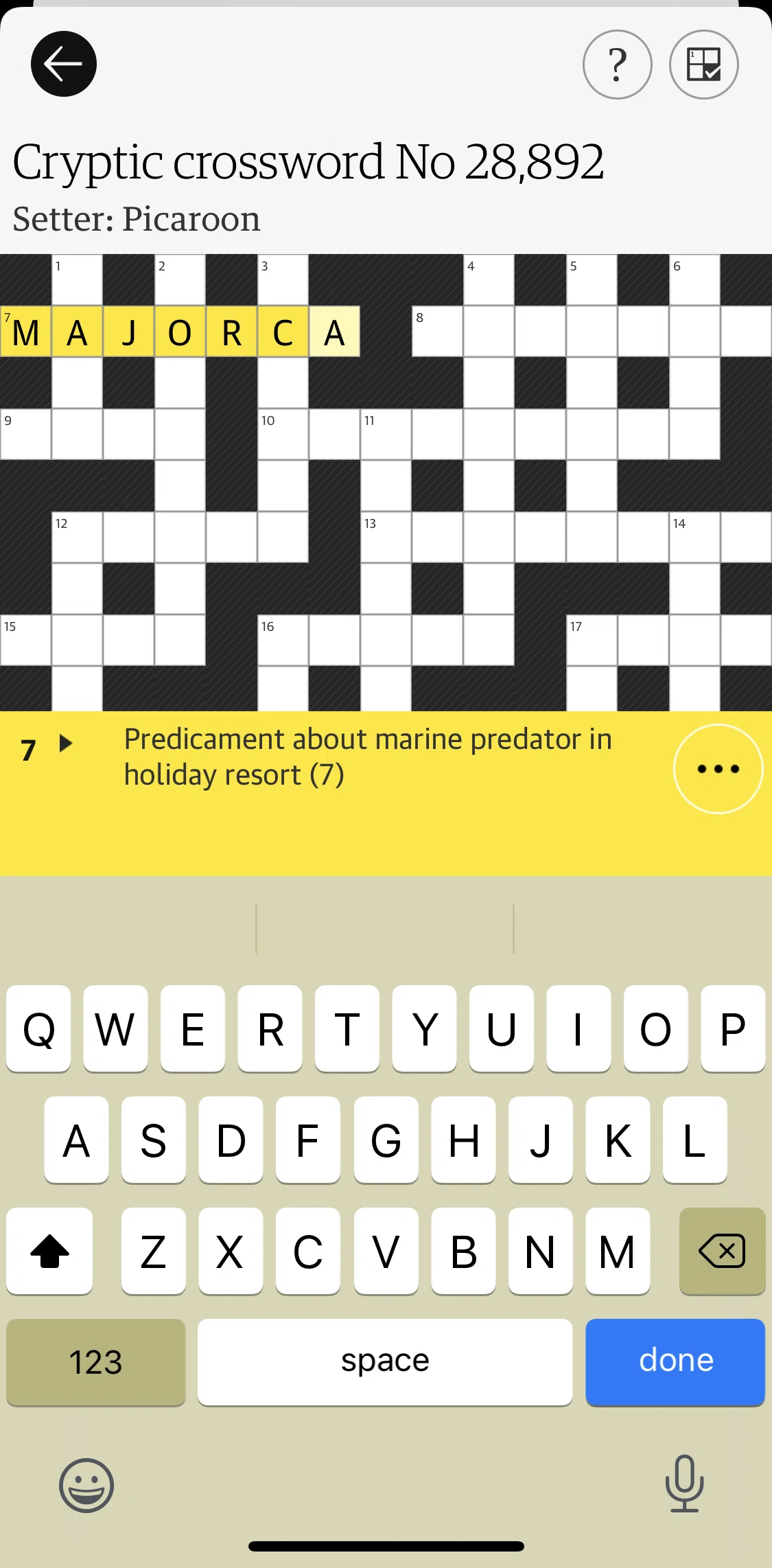 The Guardian Screen screen in the Revealing a cheat word flow