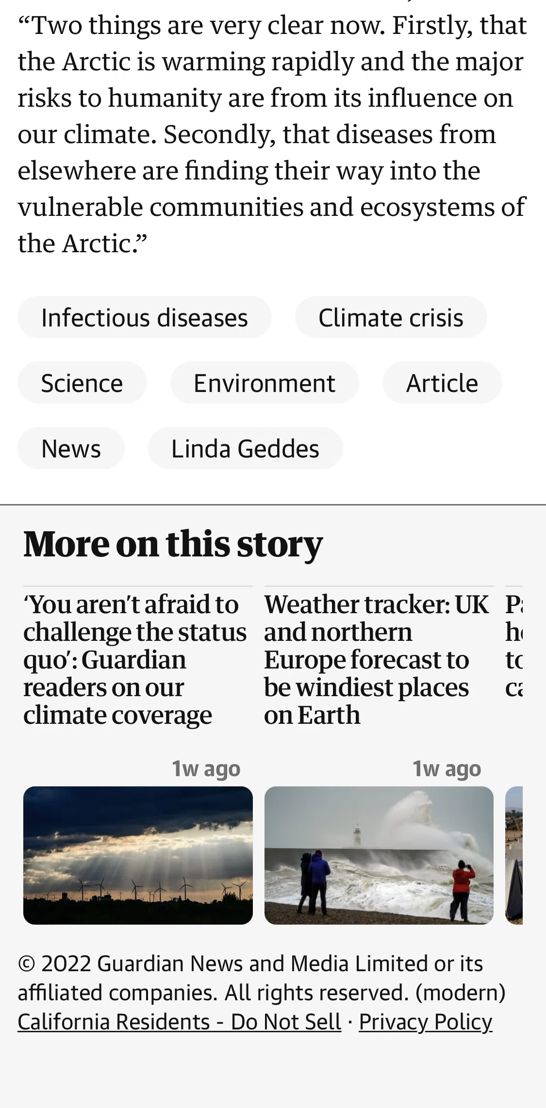 The Guardian Screen screen in the View a tag collection flow