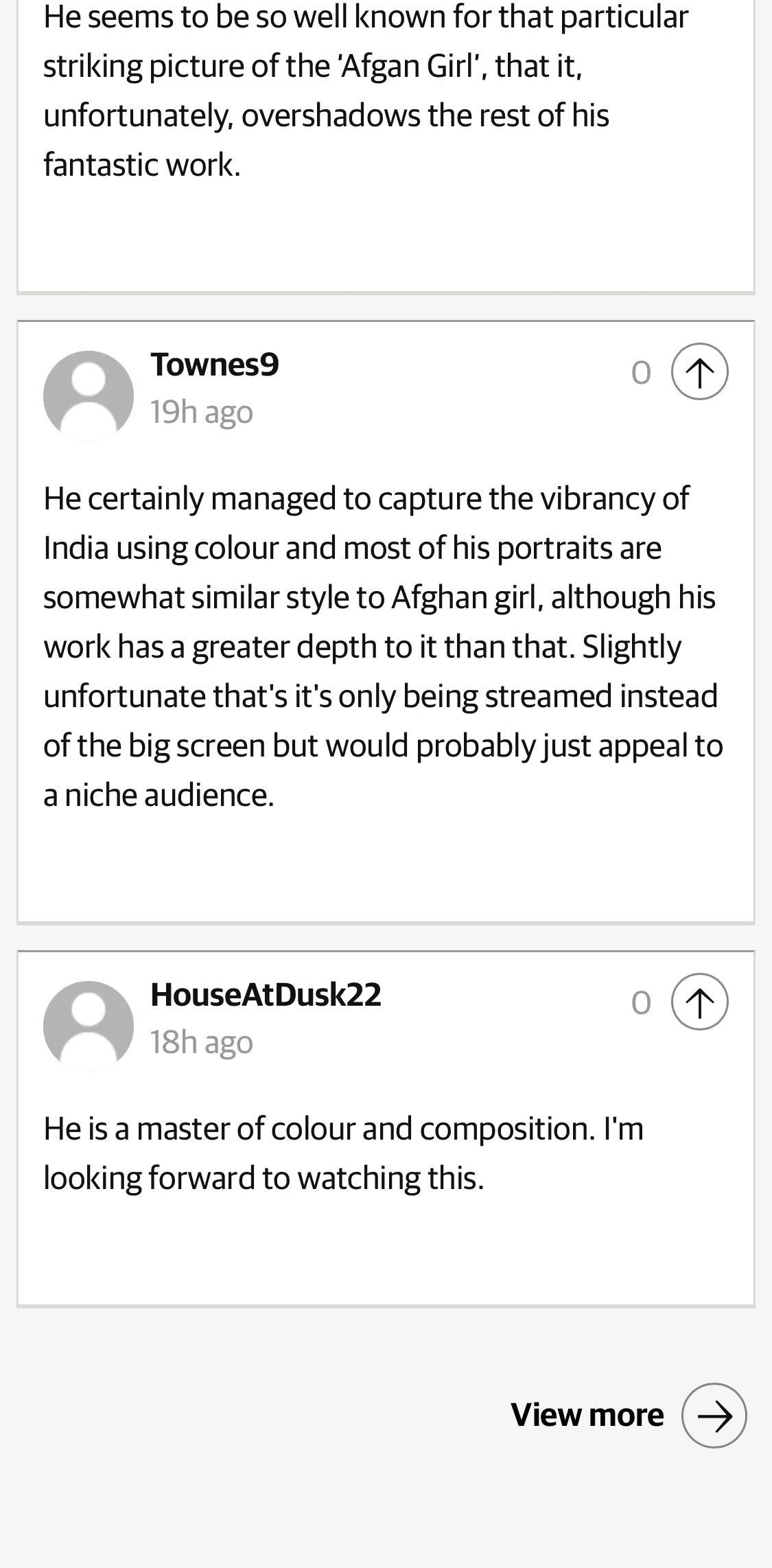 The Guardian Screen screen in the View all comments flow