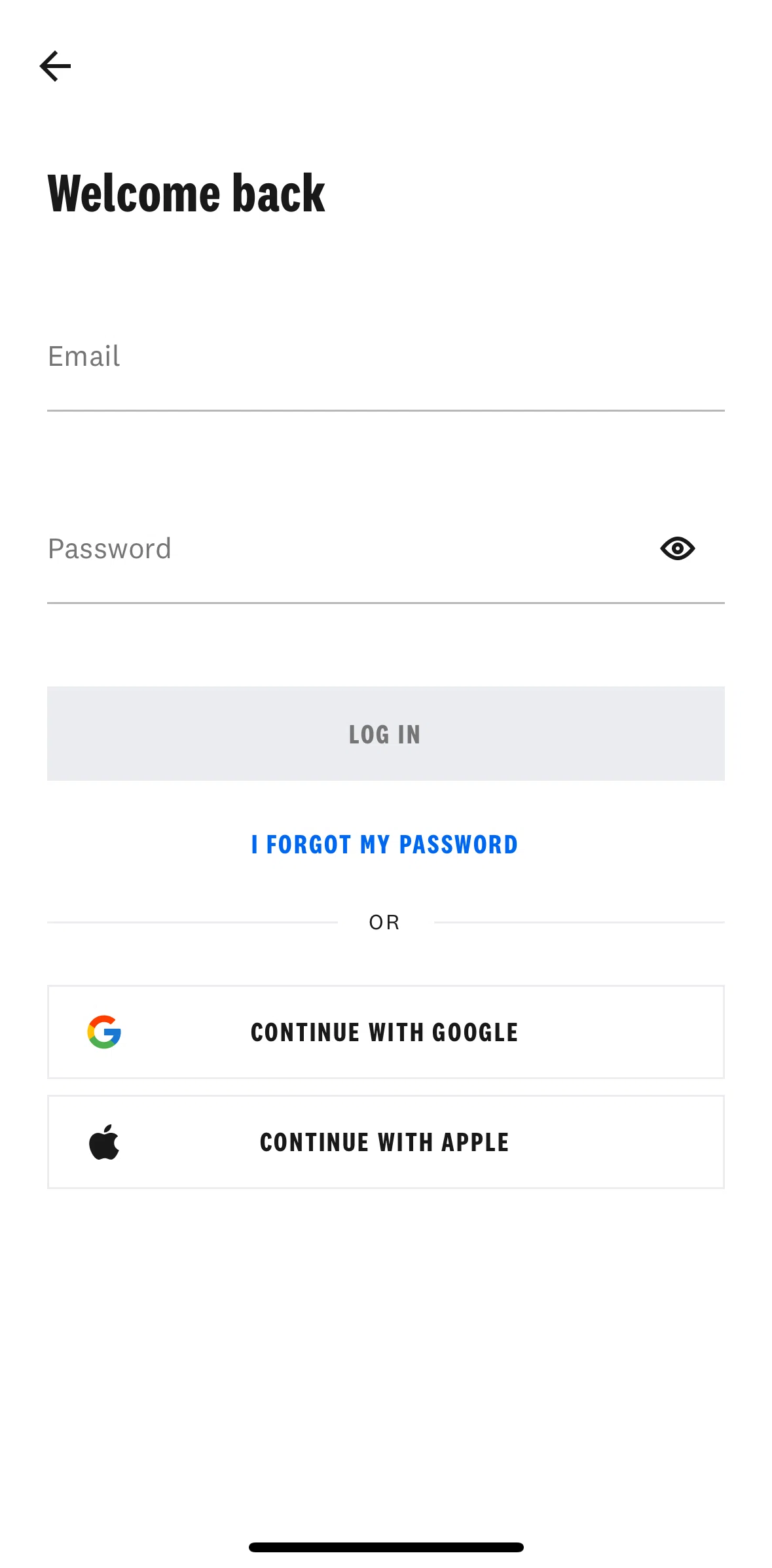 The Infatuation Screen screen in the Resetting password flow