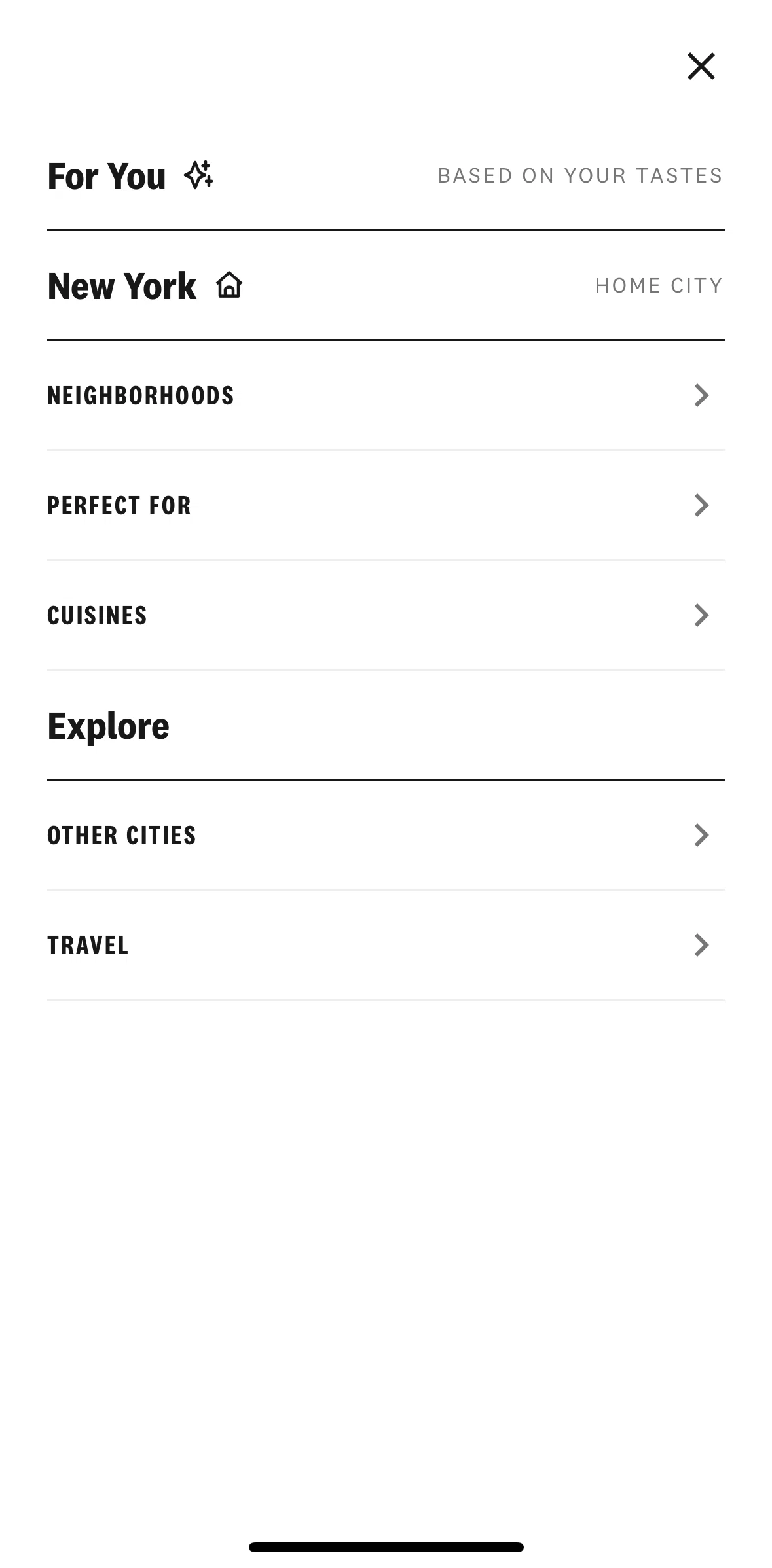 The Infatuation Screen screen in the View occasion recommendations flow