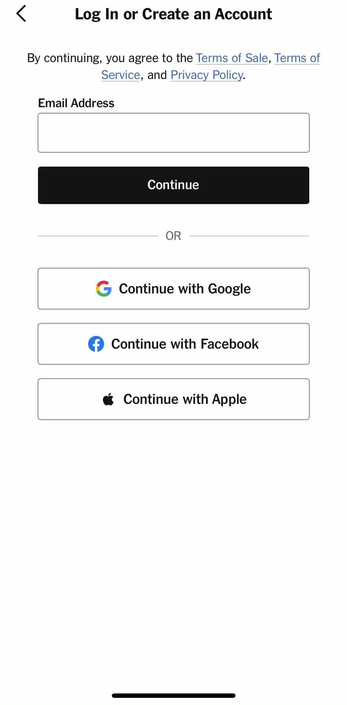 The New York Times Log in screen in the Logging In flow