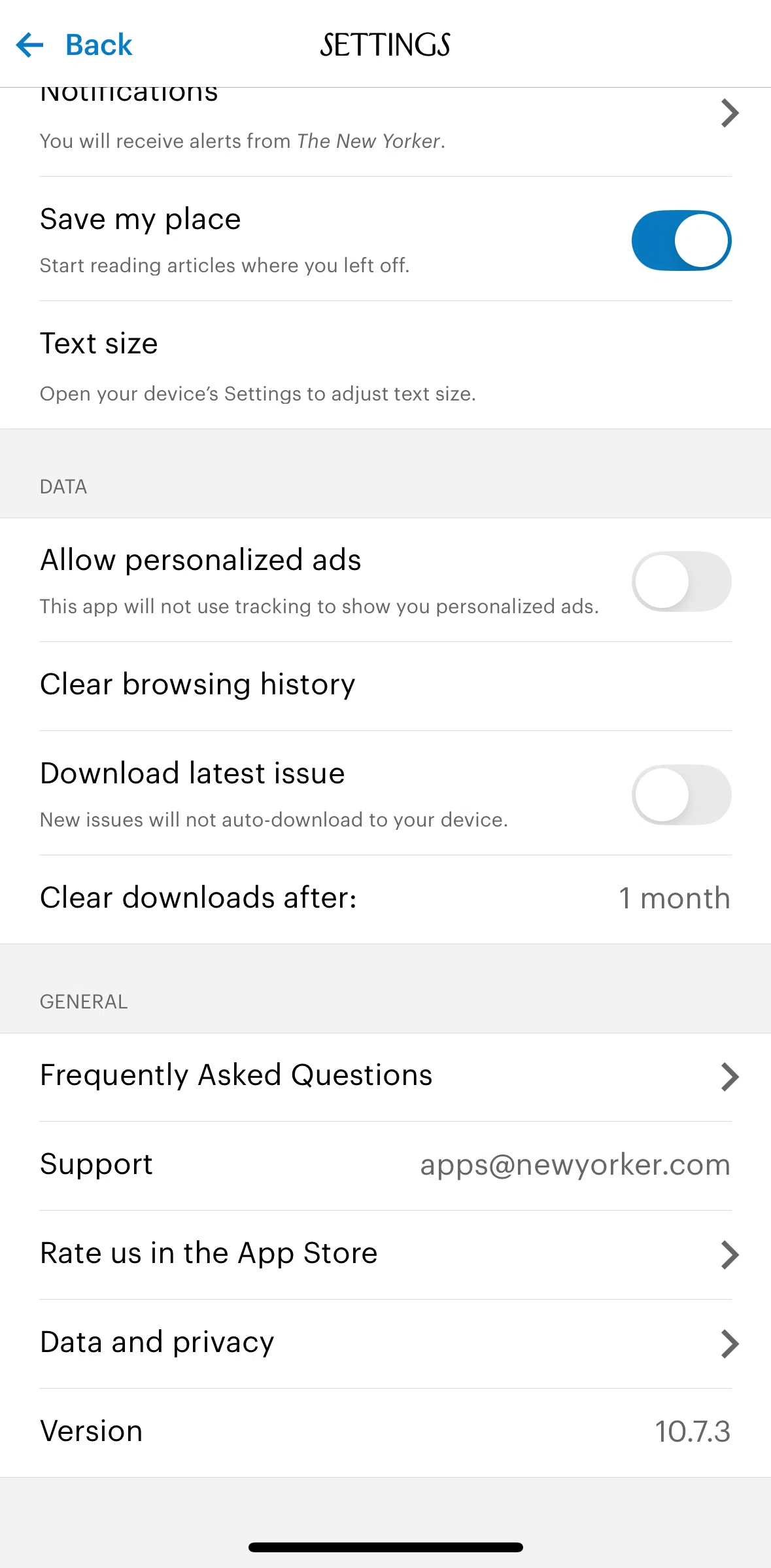The New Yorker Screen screen in the Deleting an account flow