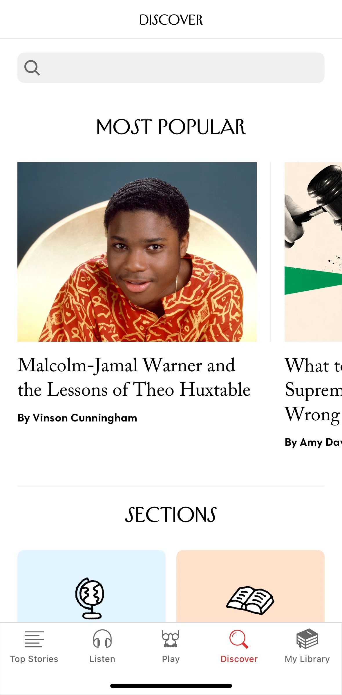 The New Yorker Screen screen in the Searching The New Yorker flow