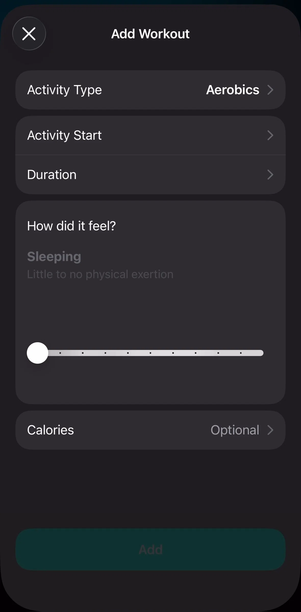 The Outsiders Screen screen in the Adding activity start flow