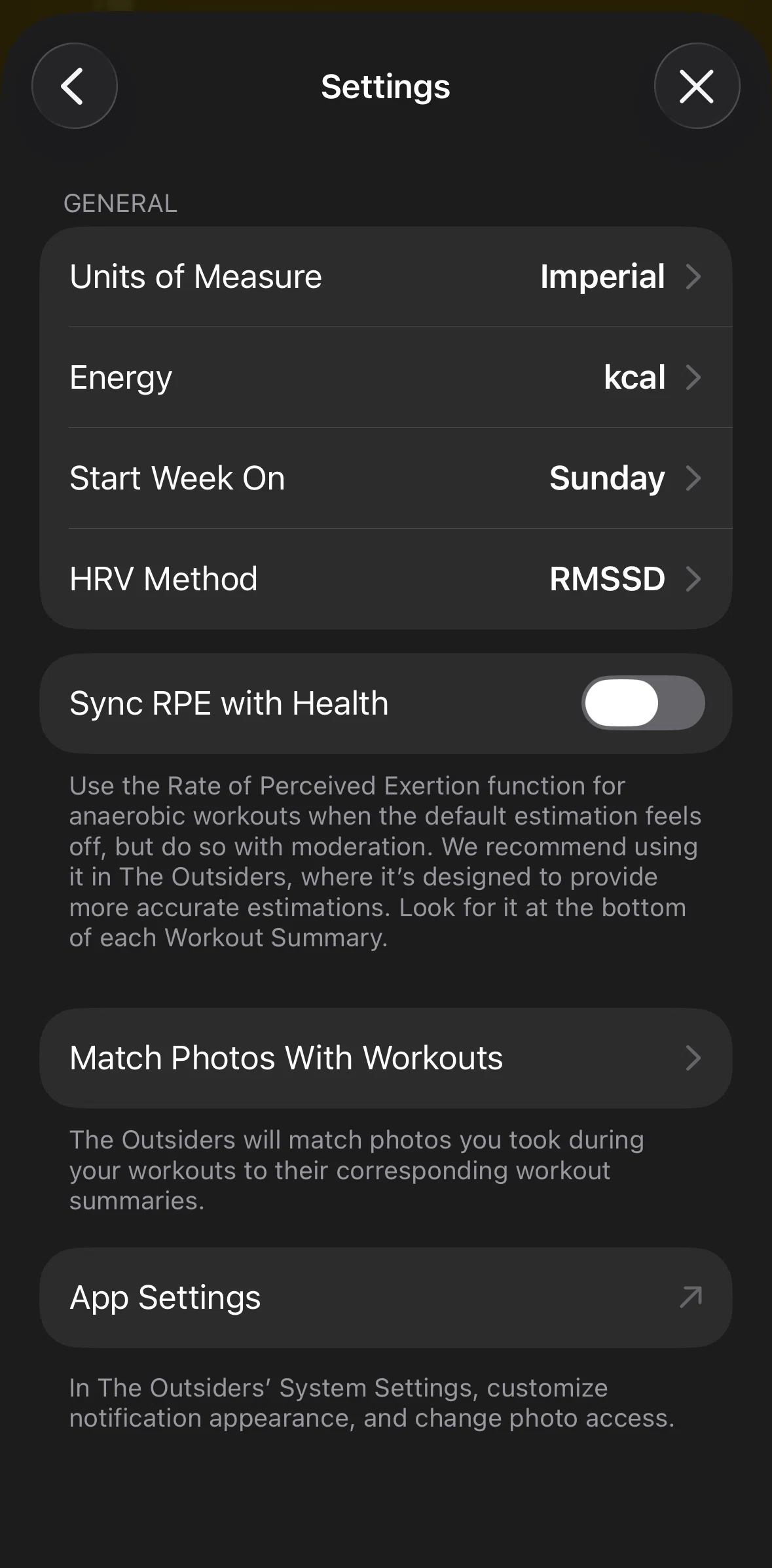 The Outsiders Screen screen in the Turning on RPE sync flow