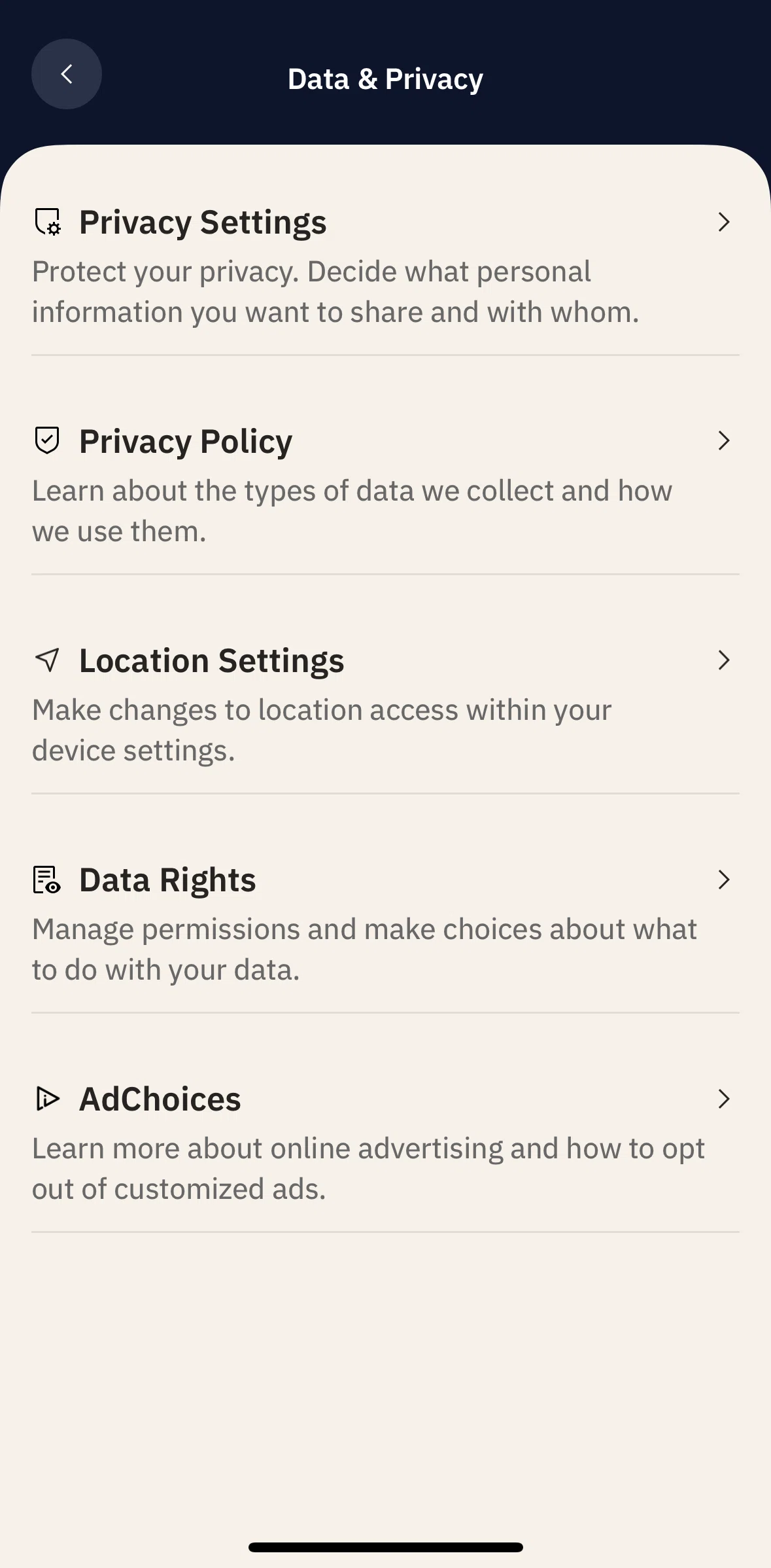 The Weather Channel Screen screen in the Privacy Settings flow