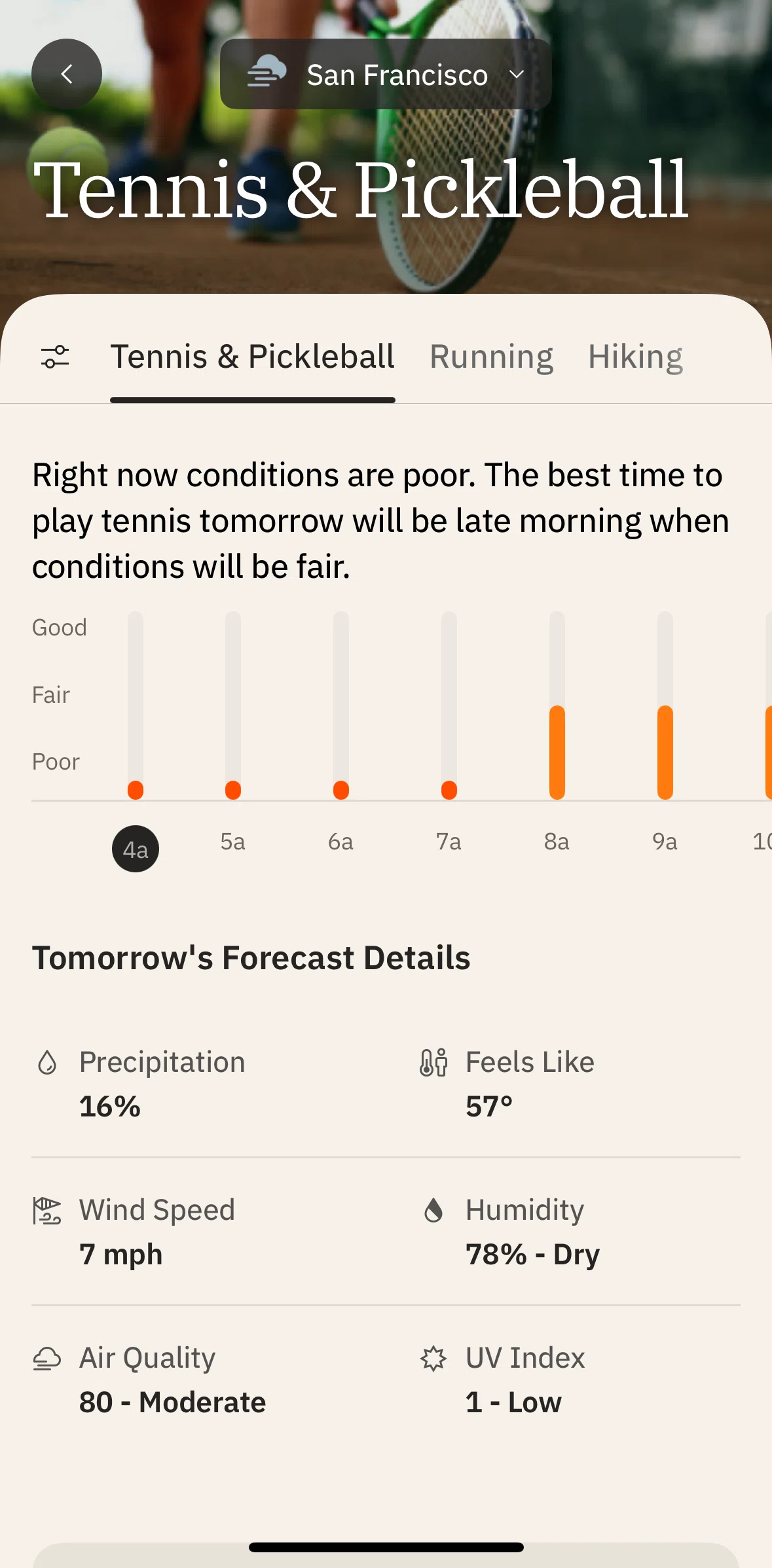 The Weather Channel Screen screen in the Reordering activities flow