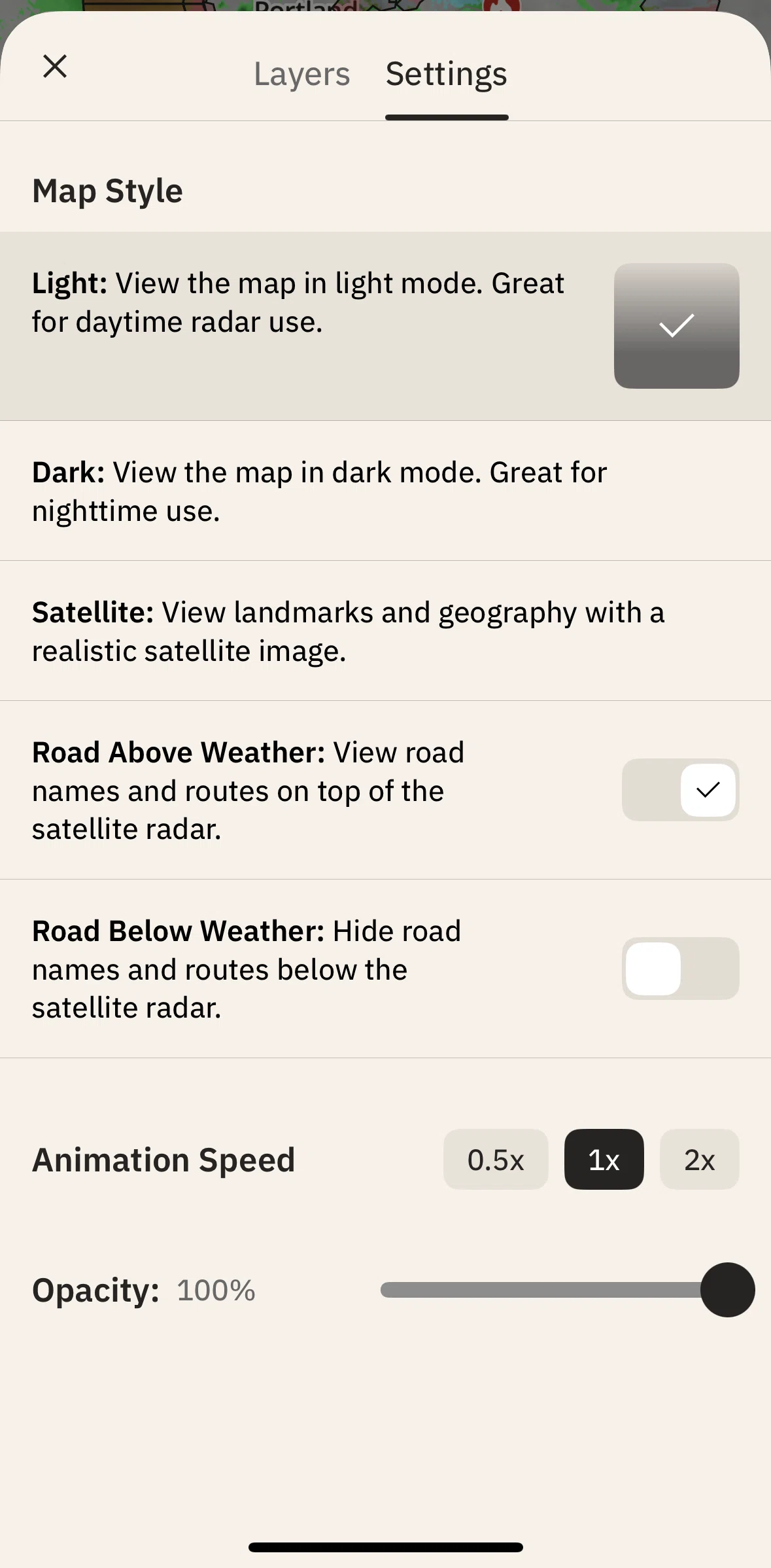 The Weather Channel Screen screen in the Switching to dark mode flow