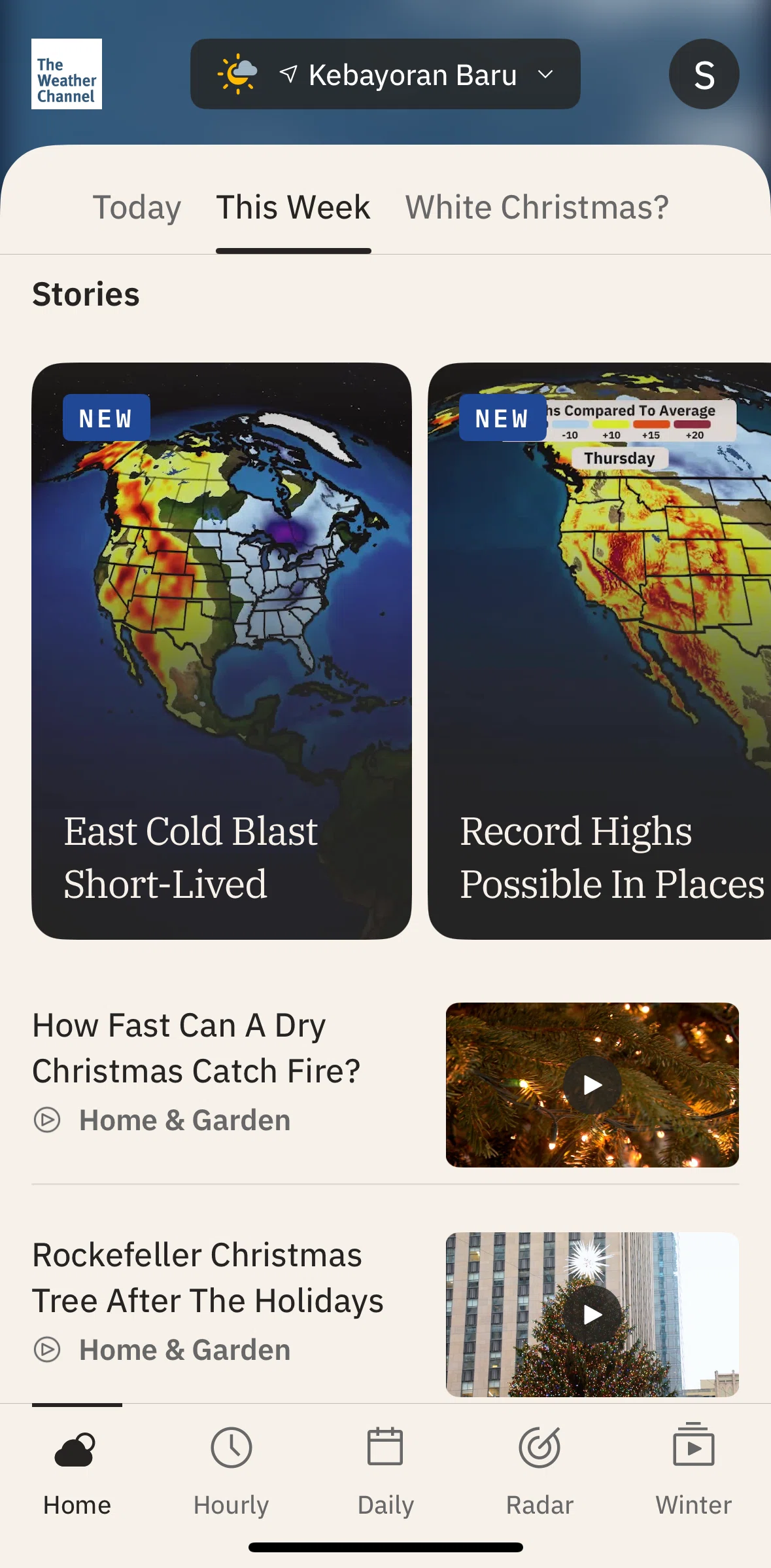 The Weather Channel Screen screen in the View a story flow
