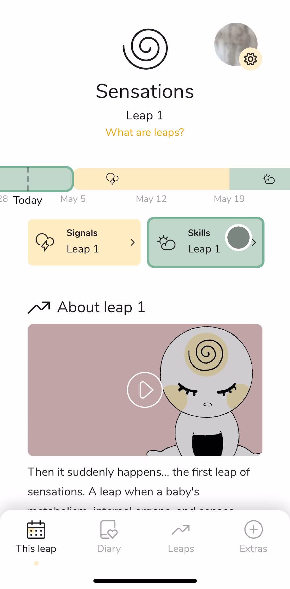 The Wonder Weeks Timeline screen in the Creating A Post flow