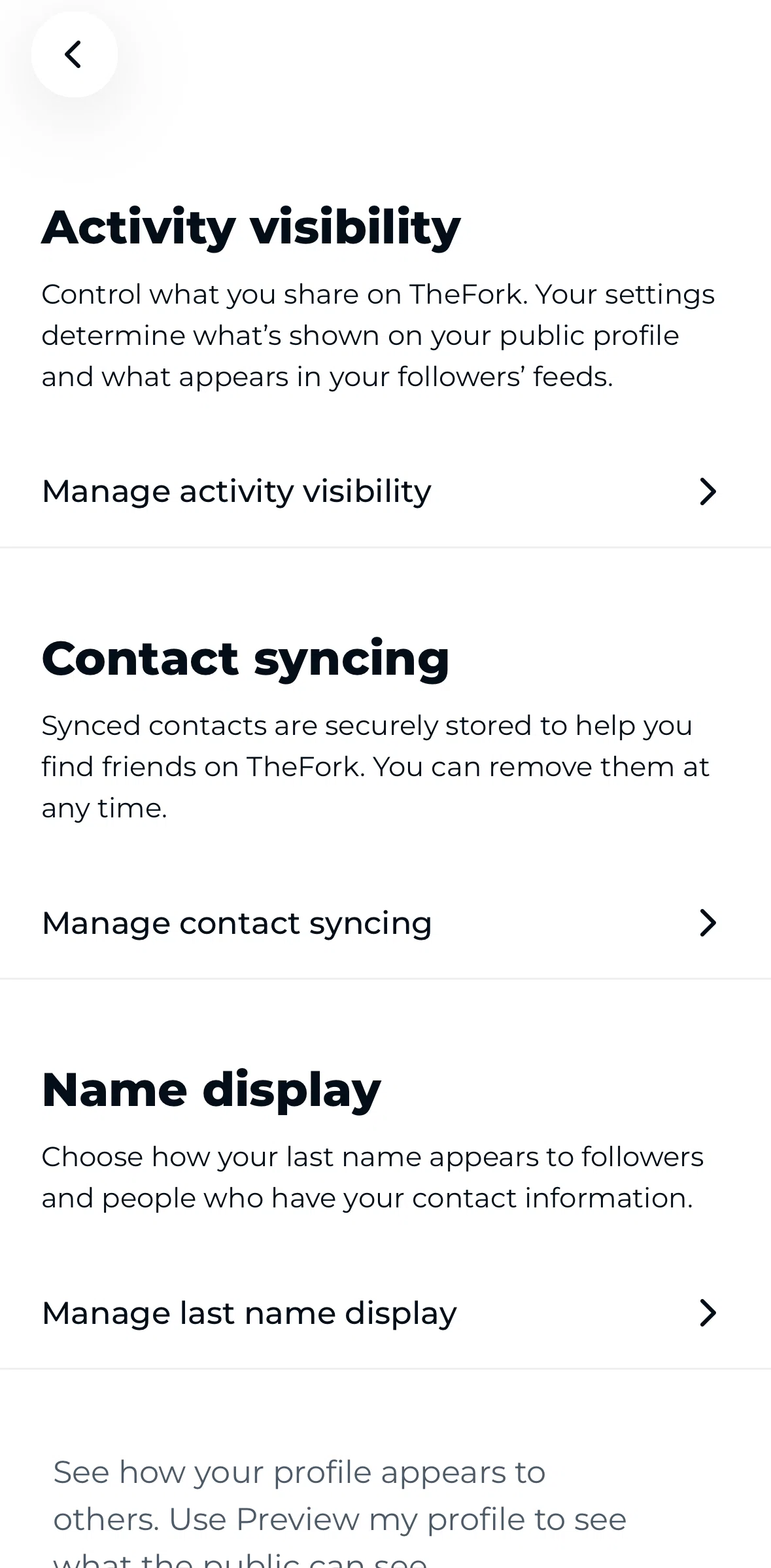 TheFork Screen screen in the Changing name display flow