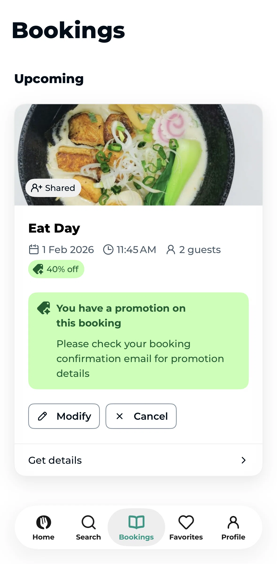 TheFork Screen screen in the Editing a booking flow