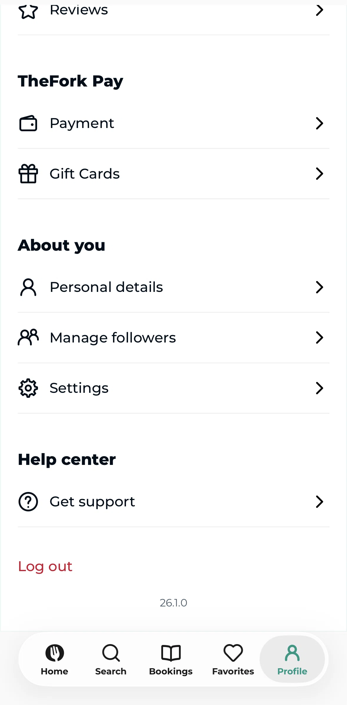 TheFork Screen screen in the Logging out flow