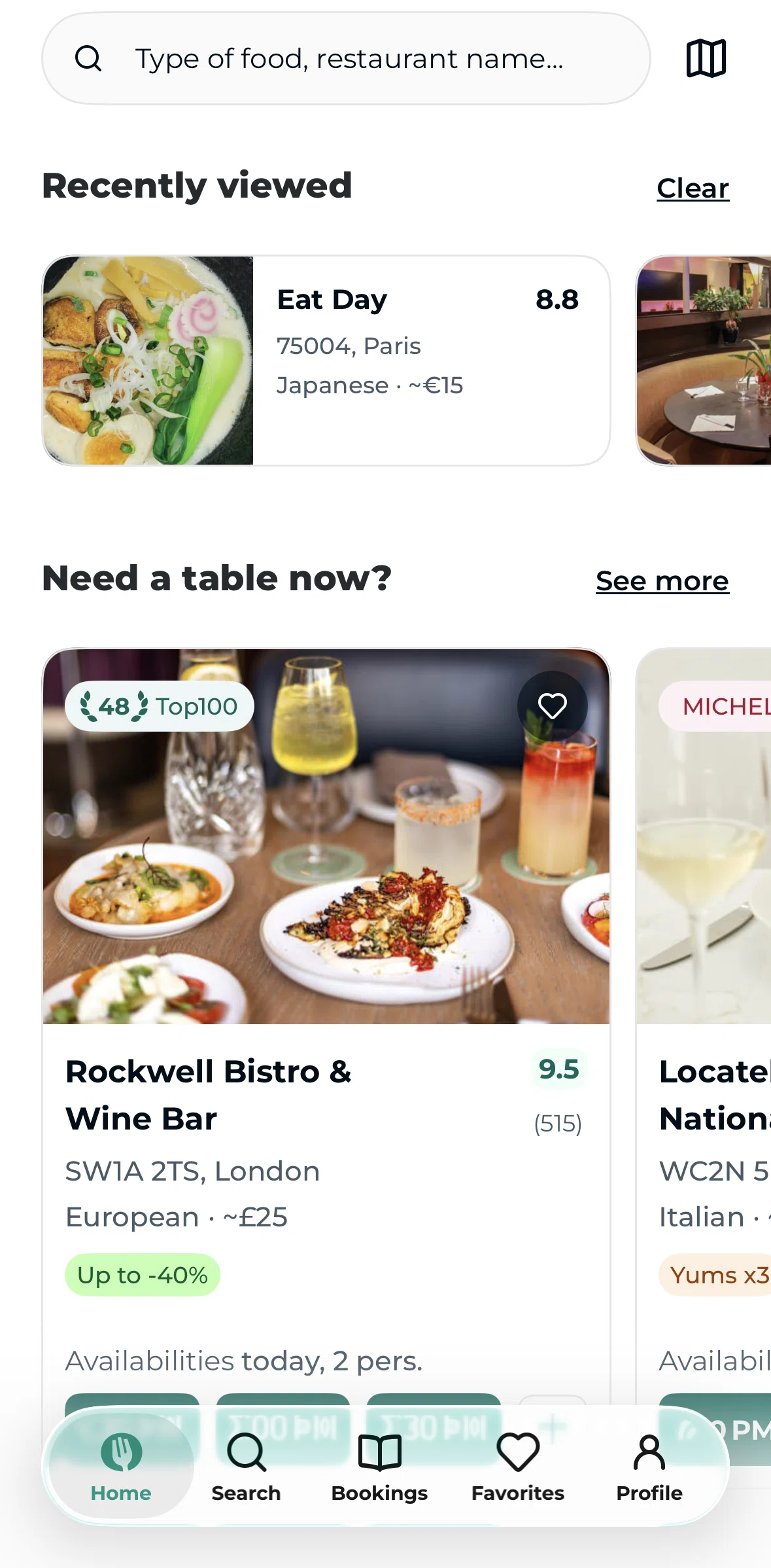 TheFork Screen screen in the Restaurant detail flow