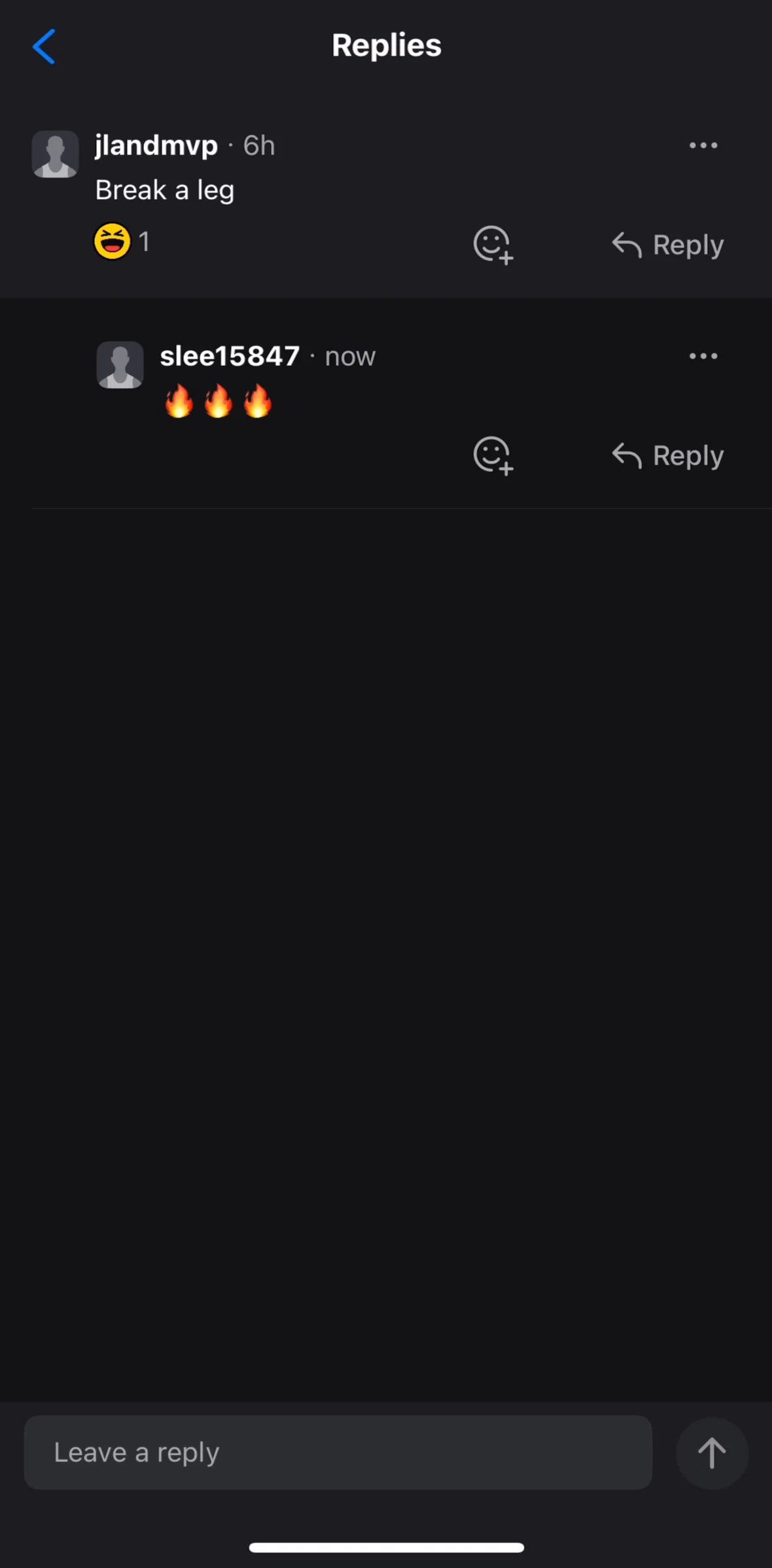 theScore Screen screen in the Comment options flow