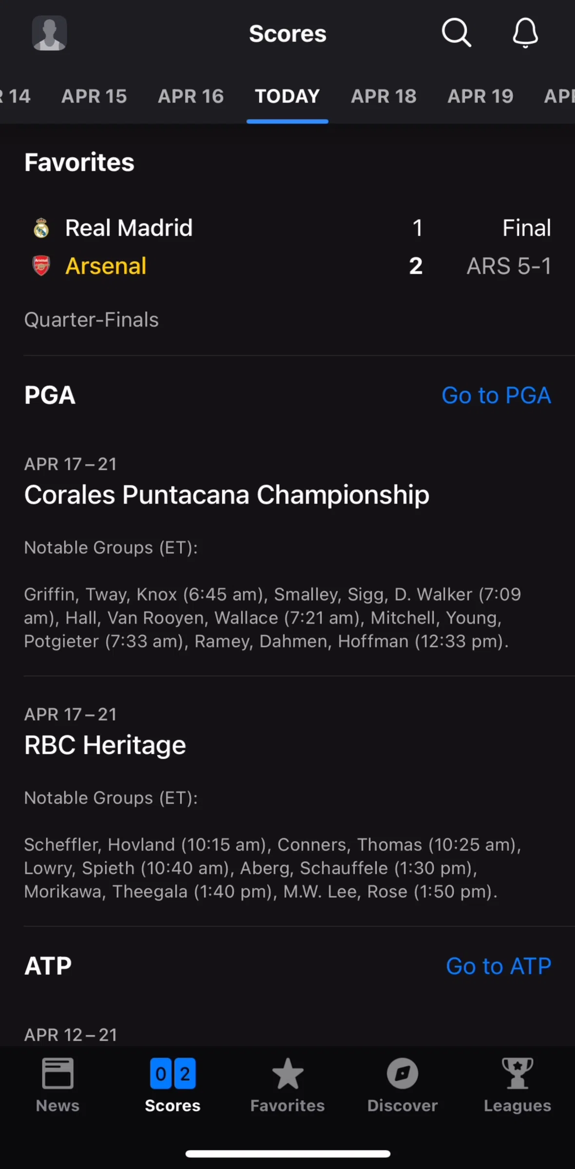 theScore Screen screen in the Match detail flow