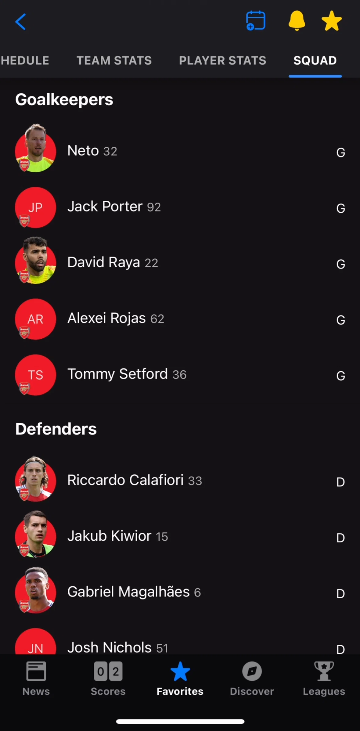 theScore Screen screen in the Player detail flow