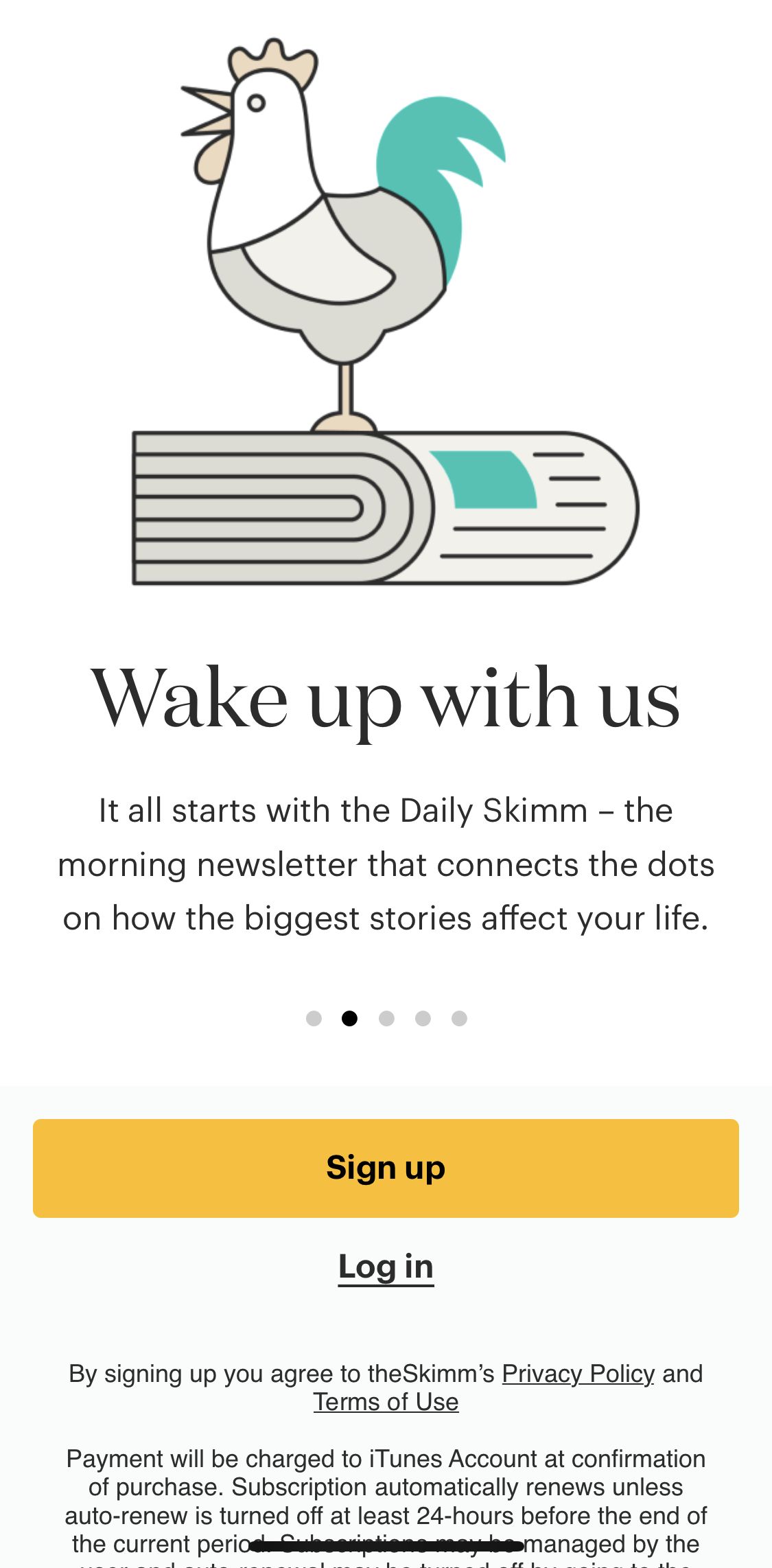 Theskimm Screen screen in the General Browsing flow