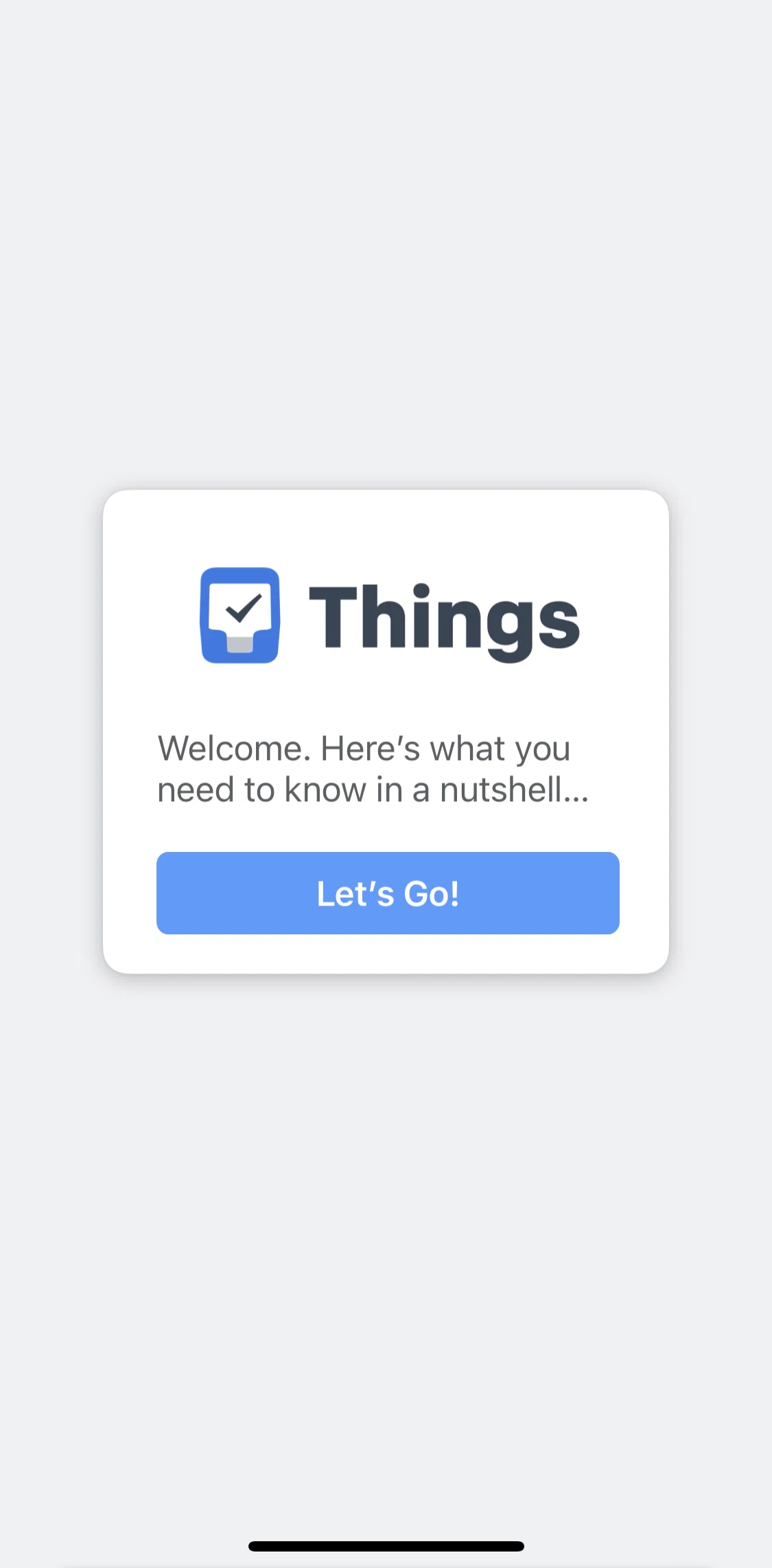 Things 3 Screen screen in the Onboarding flow