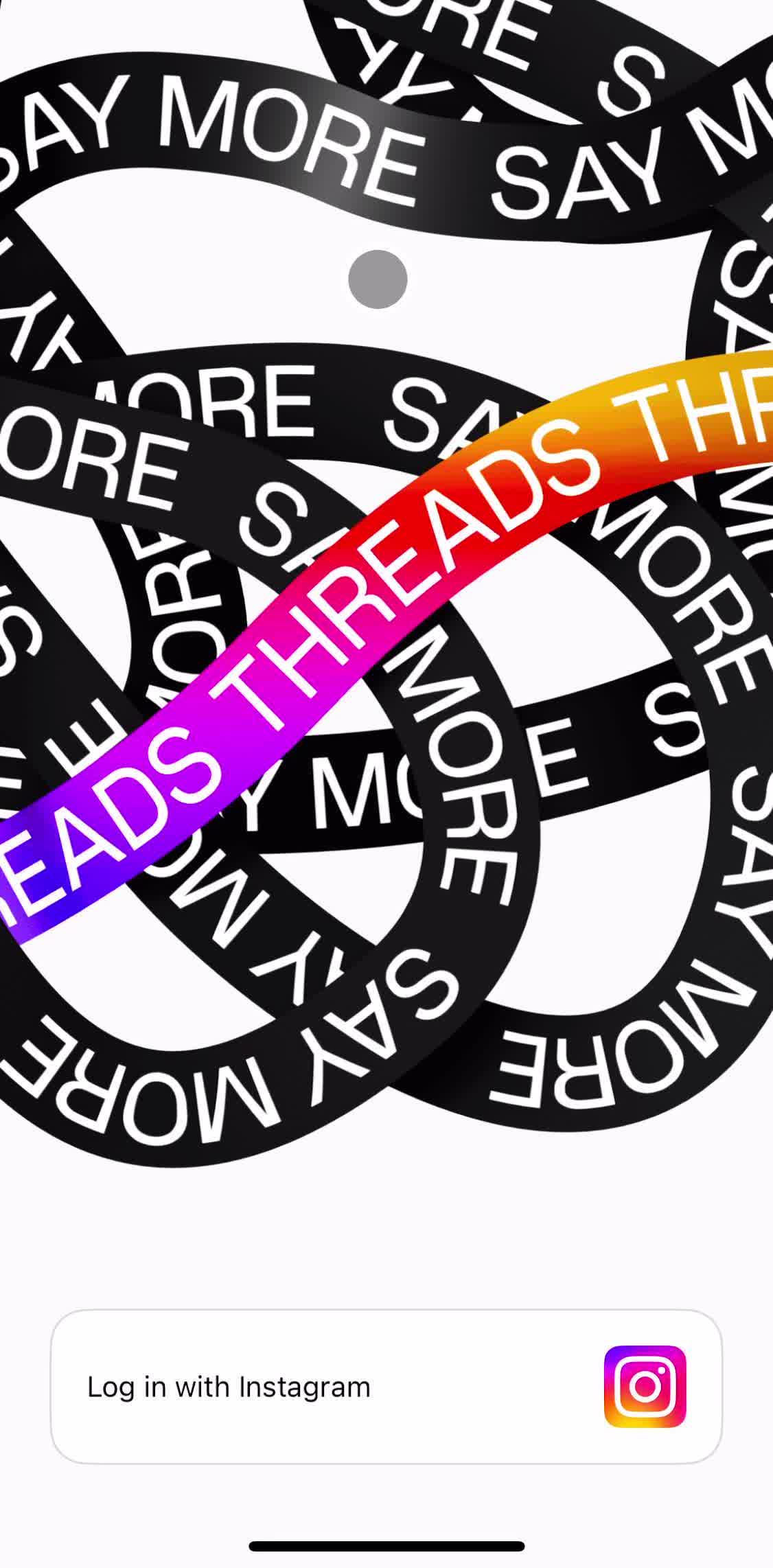 Threads Start screen screen in the Onboarding flow