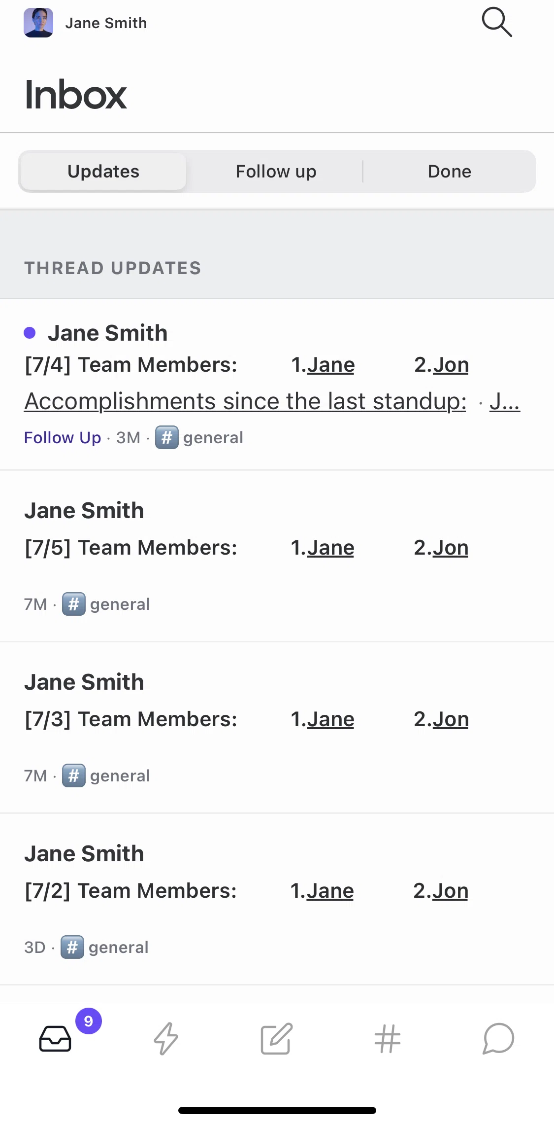 Threads Screen screen in the Activity flow