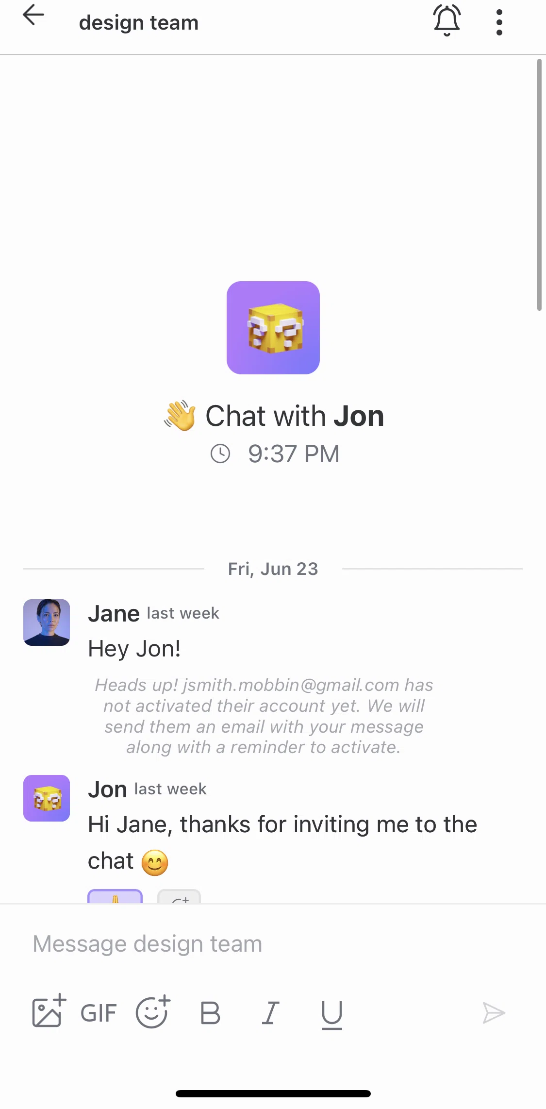 Threads Screen screen in the Changing chat notification settings flow