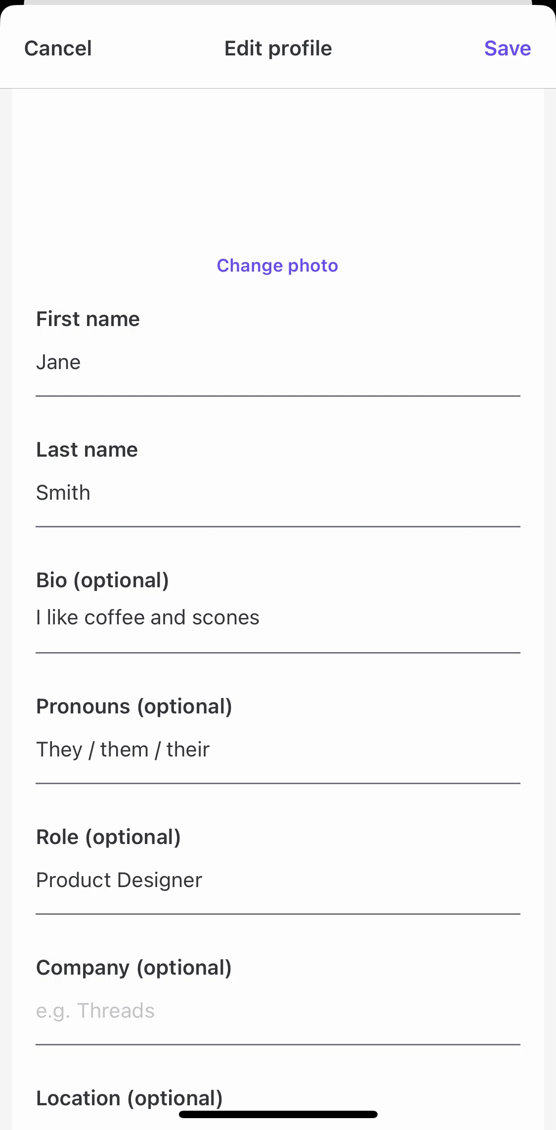 Threads Screen screen in the Changing profile photo flow