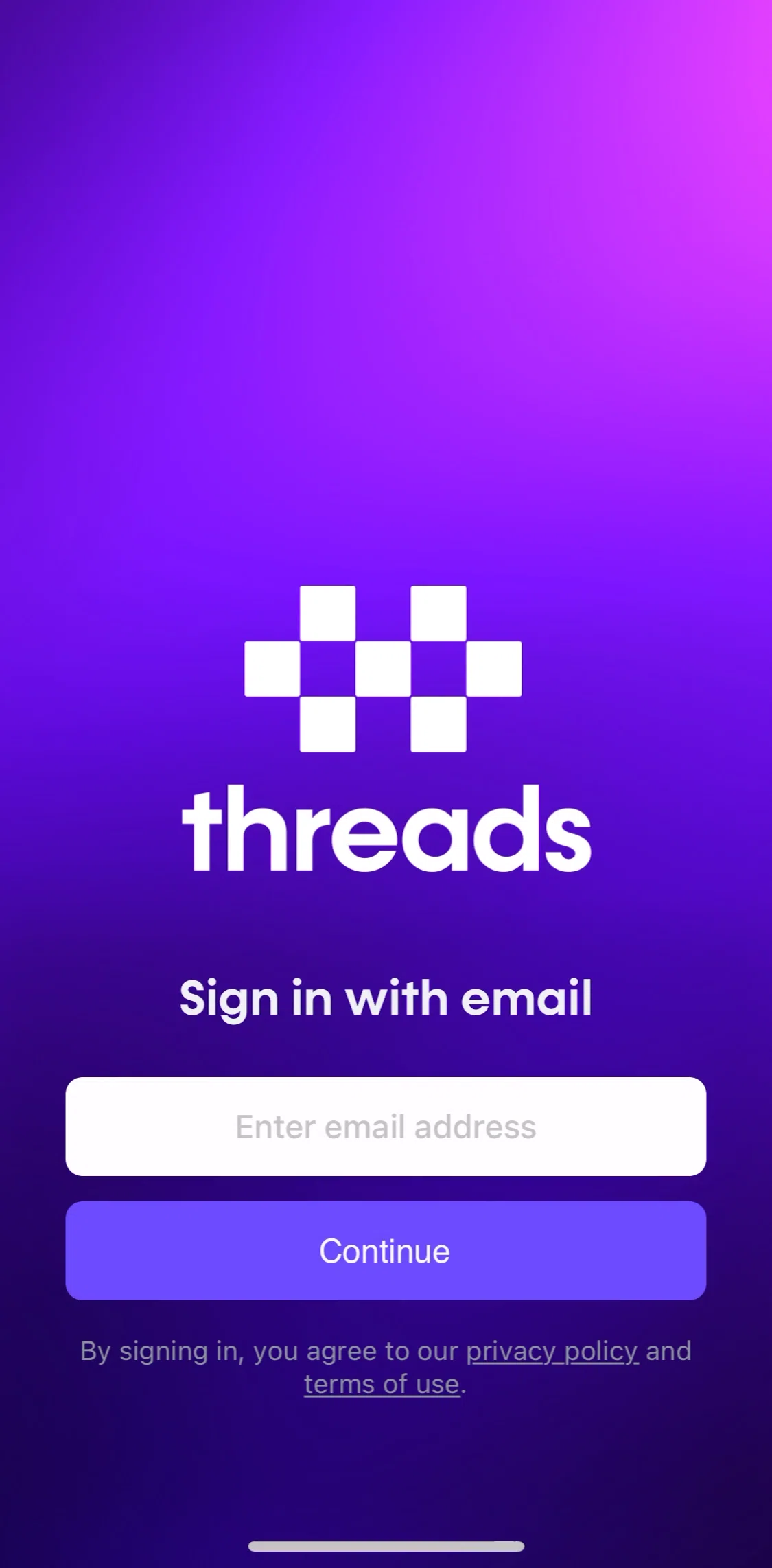 Threads Screen screen in the Logging in flow